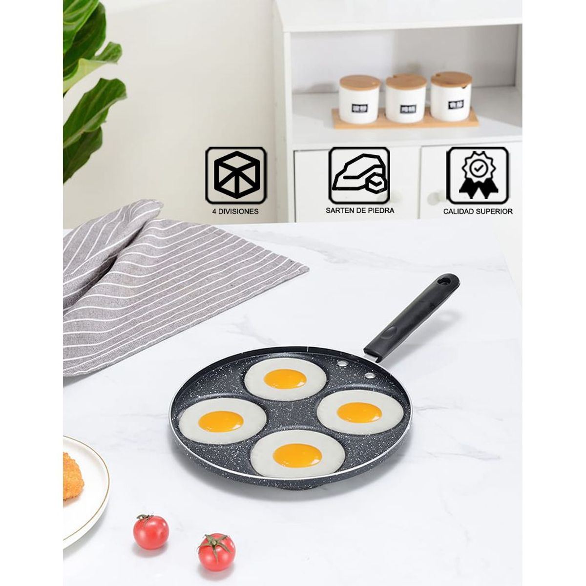 EASY&HOME - Sarten Eco Friendly de 4 Divisiones Antiadherentes Easy&Home