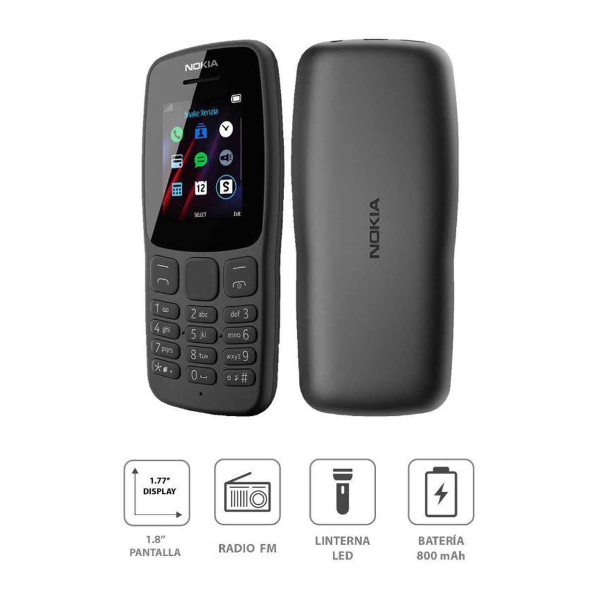 NOKIA - Teléfono movil nokia 106 2g 1.8' negro