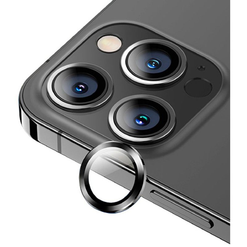 USAMS - Lámina vidrio lente de cámara para iPhone 13 Pro marco Negro