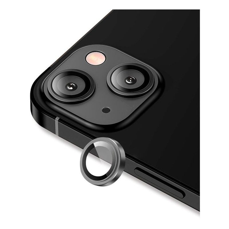USAMS - Lámina vidrio lente cámara para iPhone 14 6.1" USAMS marco negro