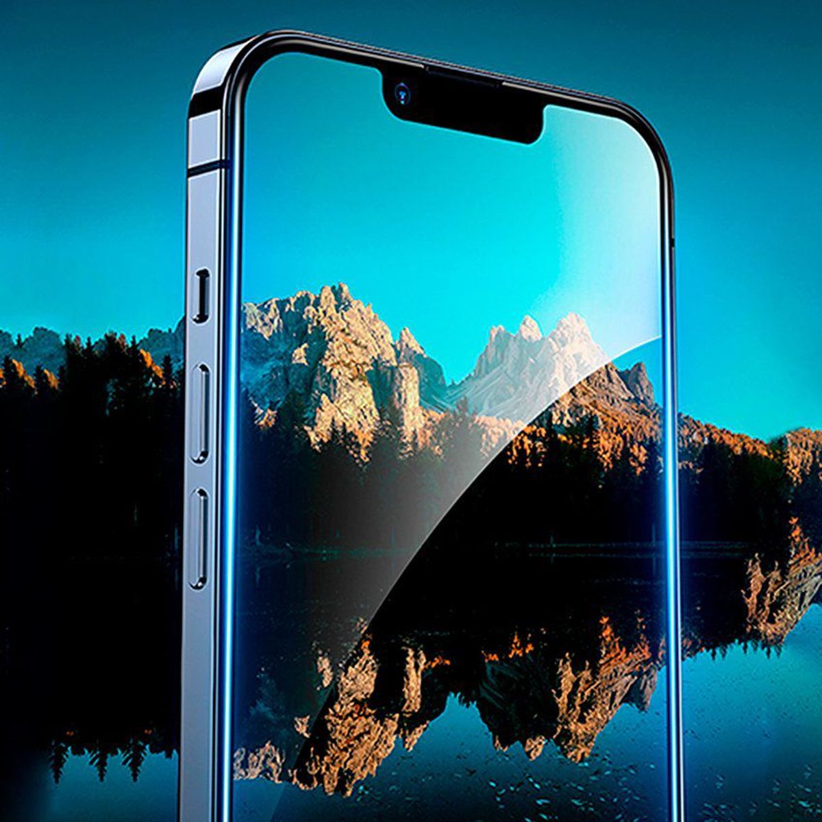 USAMS - Lámina Vidrio Templado para iPhone 13 Pro 6.1" marco Negro