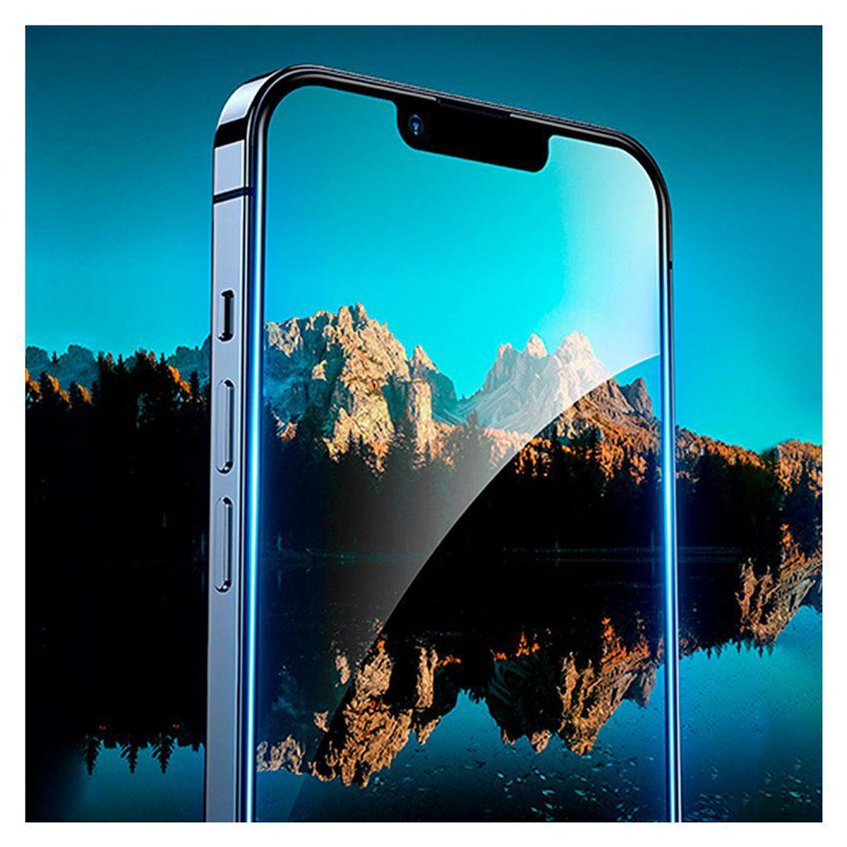 USAMS - Lámina Vidrio Templado para iPhone 13 Mini 5.4" marco Negro