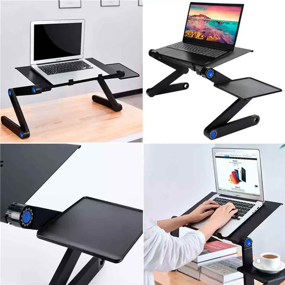 VARIOS - Mesa Portátil Multifuncional para Laptop 2 venti., Articulable, Negro