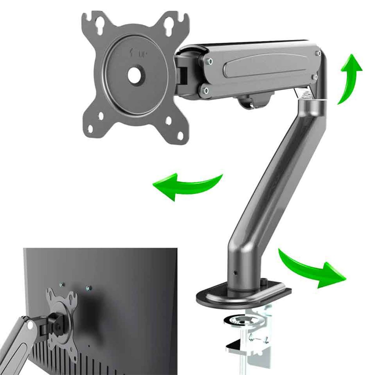 VARIOS - Rack para Monitor Vesa hasta 27 pulg. Regulable 100x100 75x75 Brazo BR