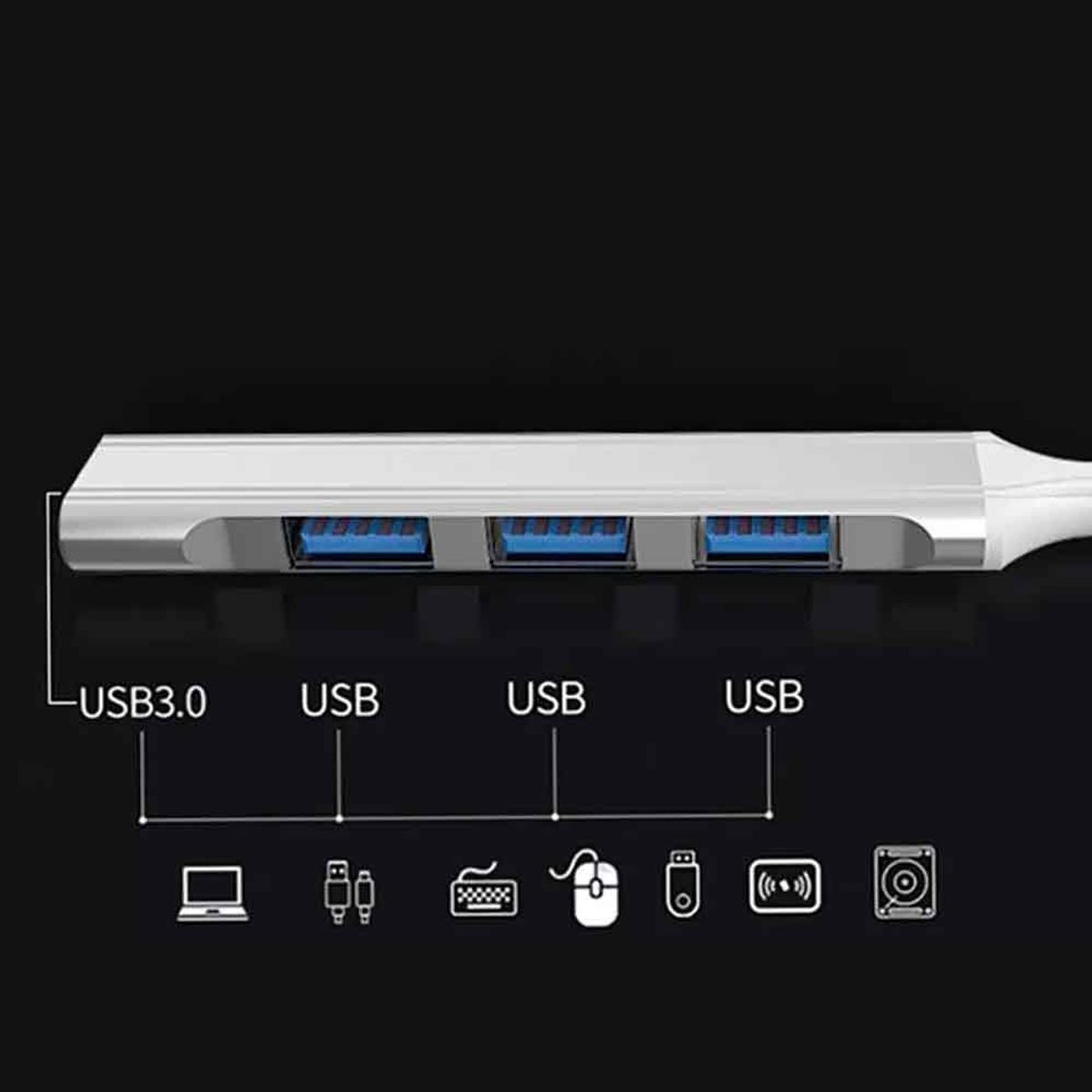 VARIOS - Adaptador Hub USB 4 puertos en 1 Multipuertos USB 3.0