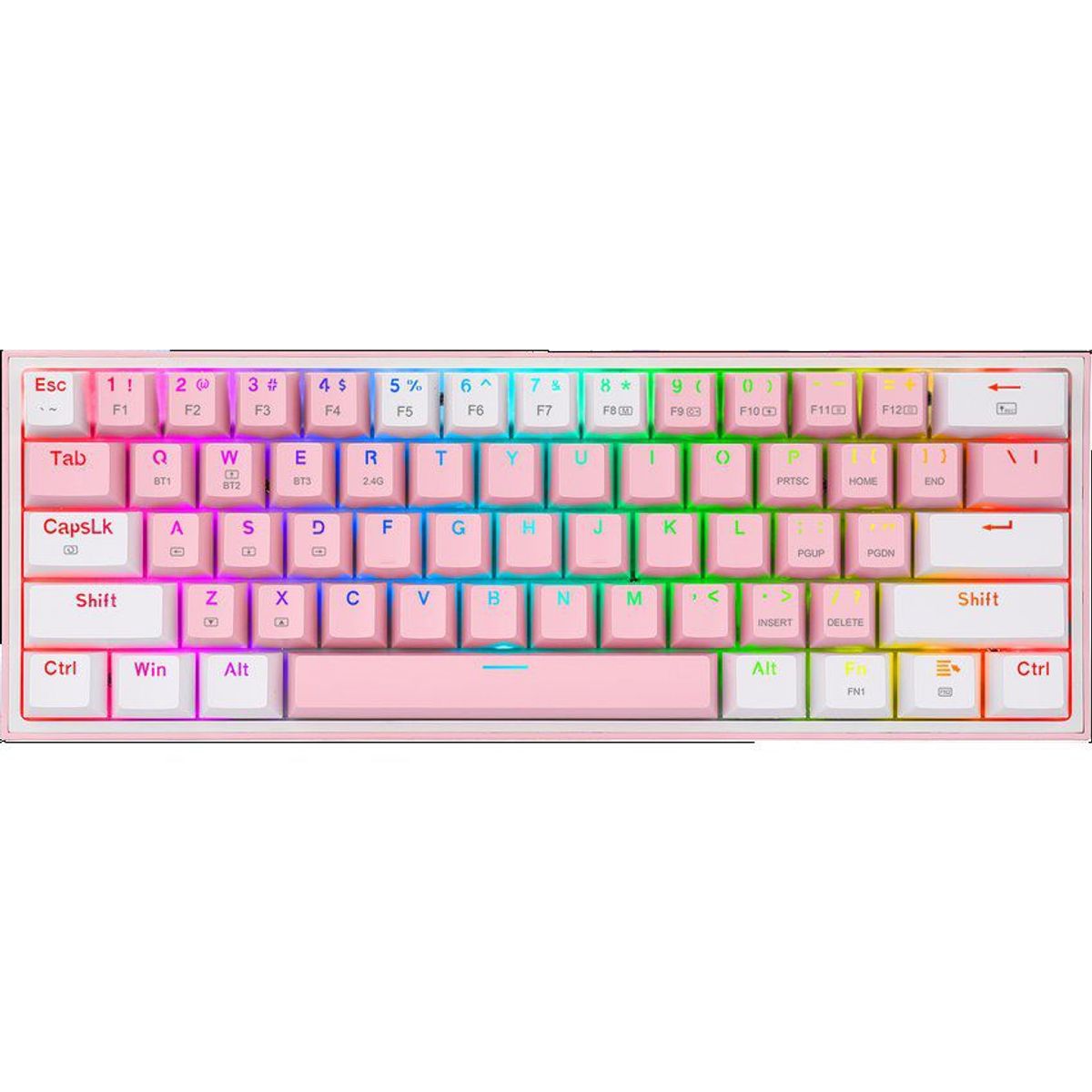 REDRAGON - Teclado mecánico gamer redragon fizz pro k616-rgb pink white wireless