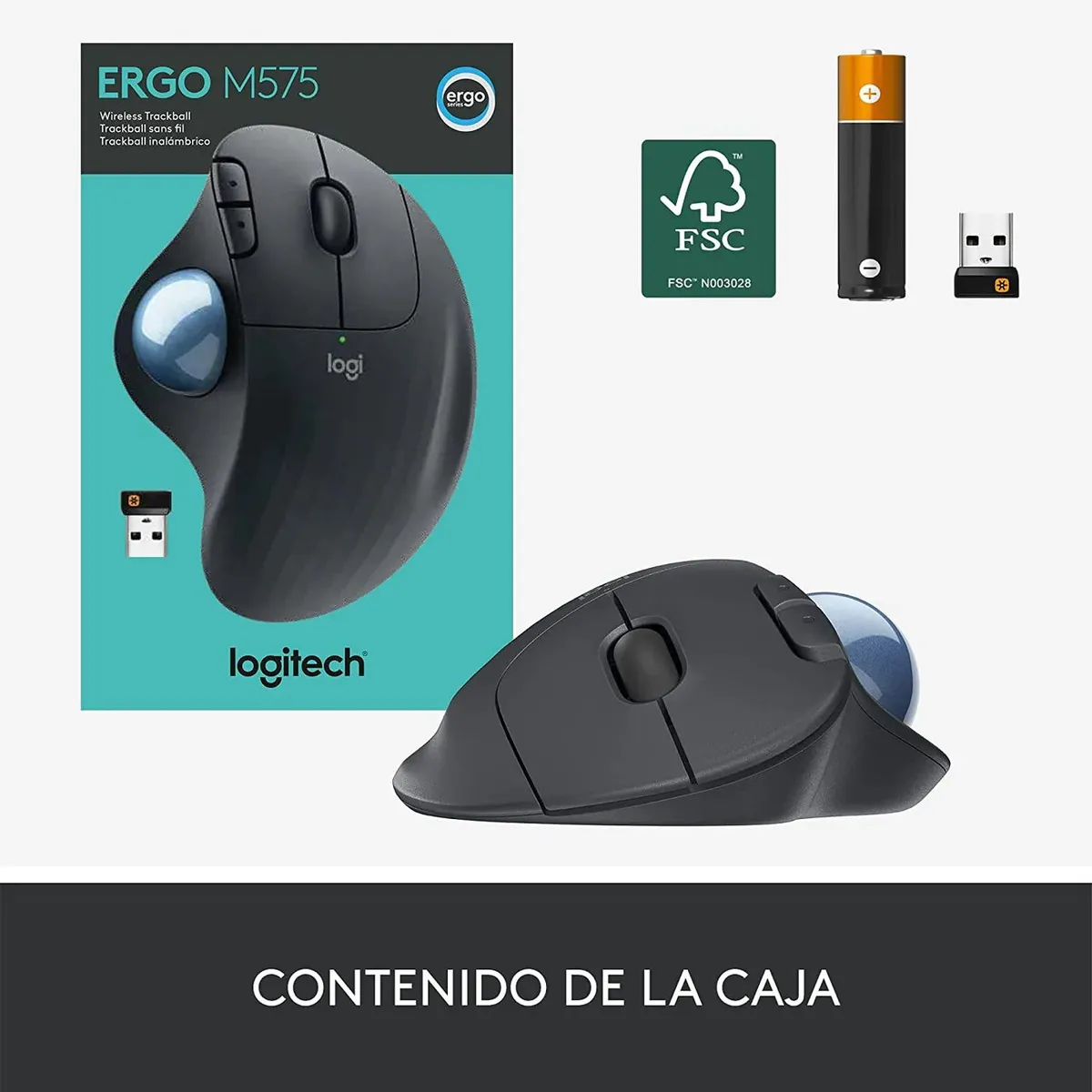 LOGITECH - Mouse trackball Logitech Ergo M575  Inalambrico negro