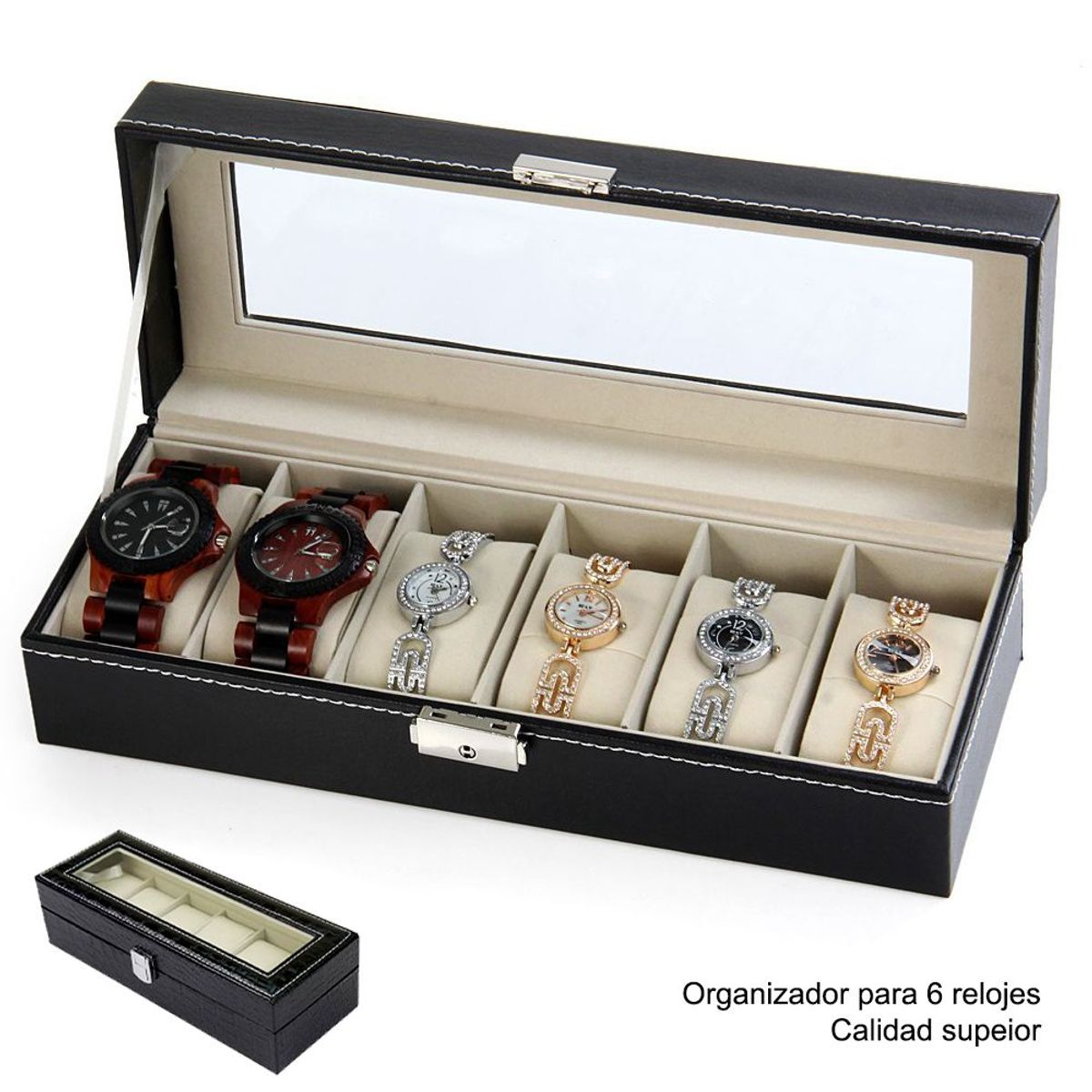 GENERICO - Maletín Organizadora 6 Relojes MDA290017 Negro