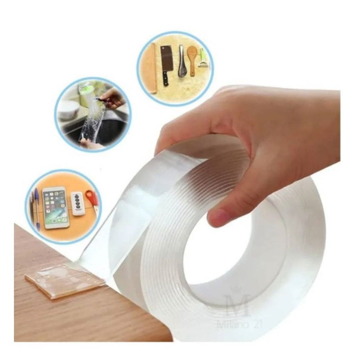 INSPIRA MARKET - Cinta Mágica Doble Contacto 2 m Multifuncional