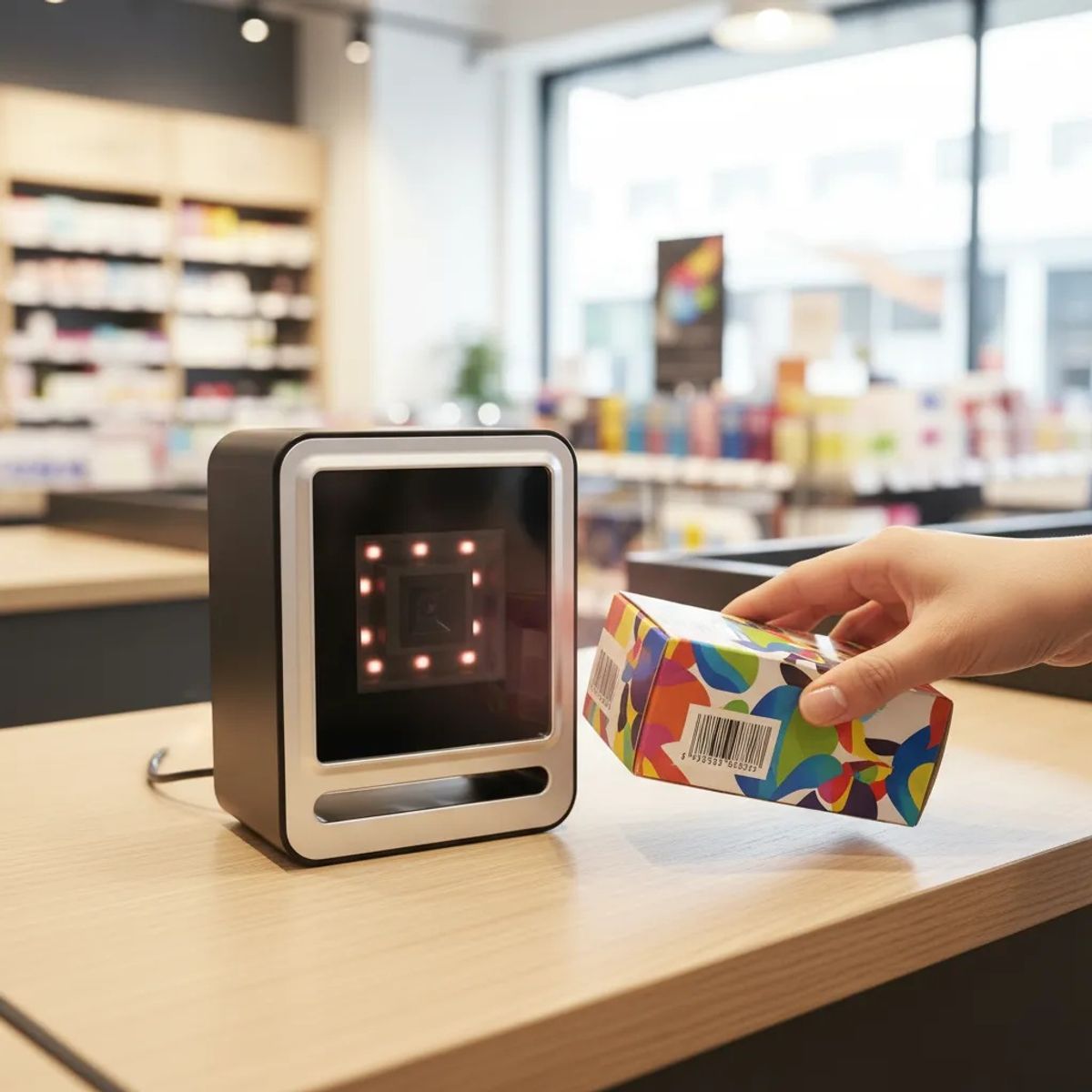 JPSYSTEMS - Lector escaner de código de barras alámbrico USB de mesa omnidireccional 2D 1D YHD-9200D