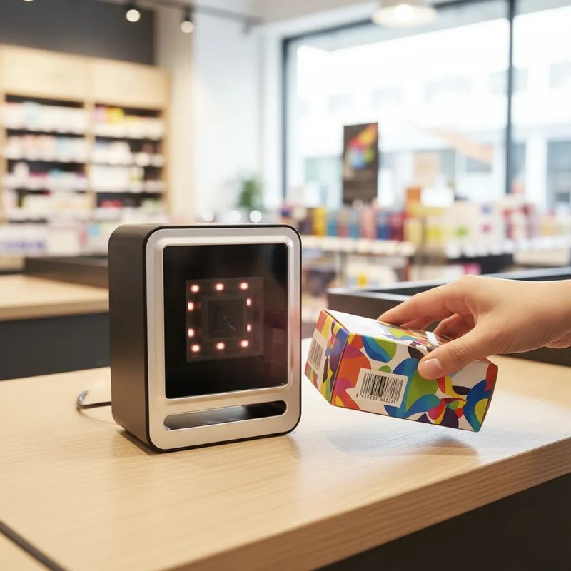 JPSYSTEMS - Lector escaner de código de barras alámbrico USB de mesa omnidireccional 2D 1D YHD-9200D