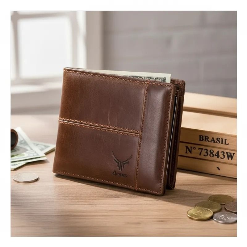ARMUZ - Billetera de Cuero Vacuno De Diseño Clásico 8064 con Rfid Hombre