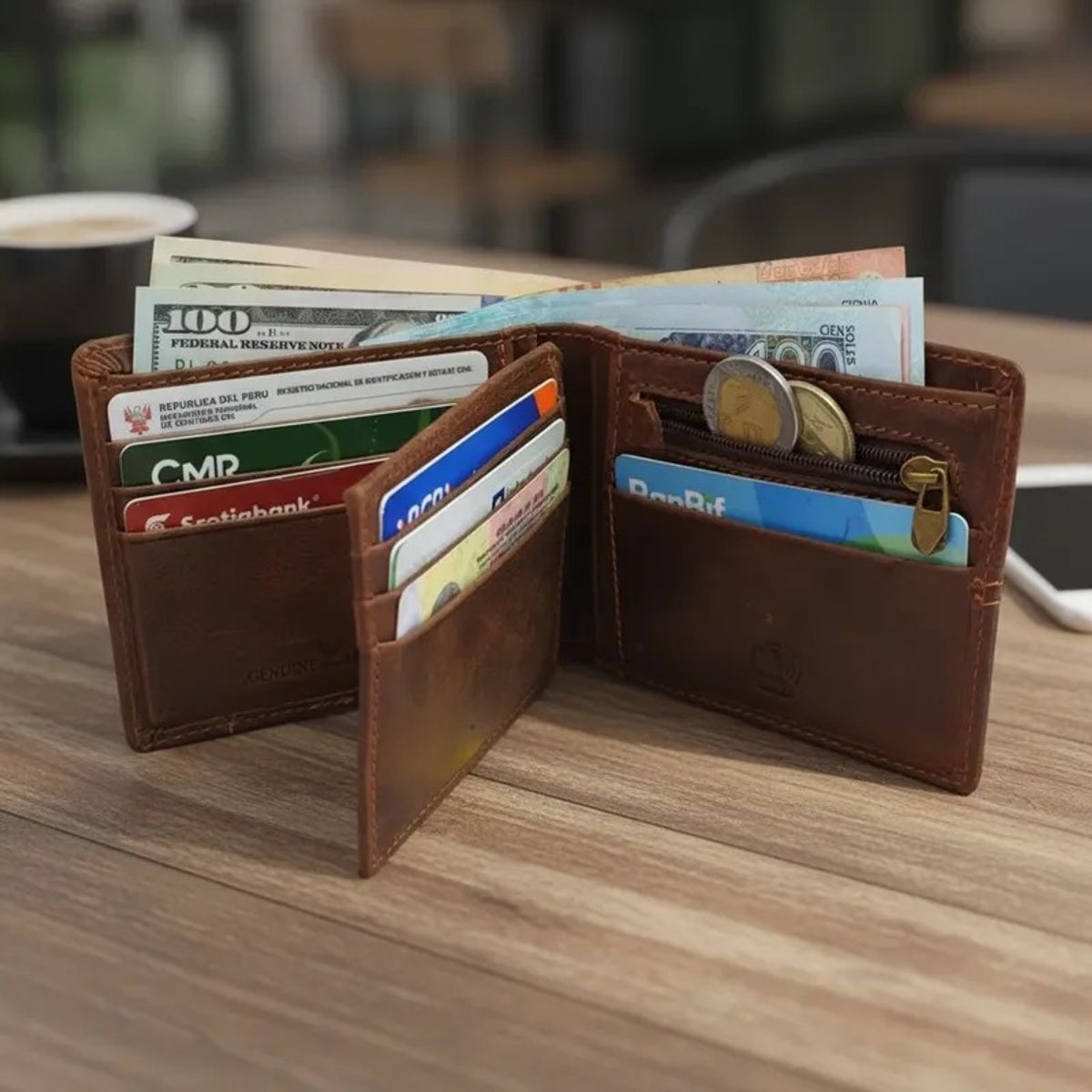 ARMUZ - Billetera de Cuero Vacuno De Diseño Clásico 8064 con Rfid Hombre