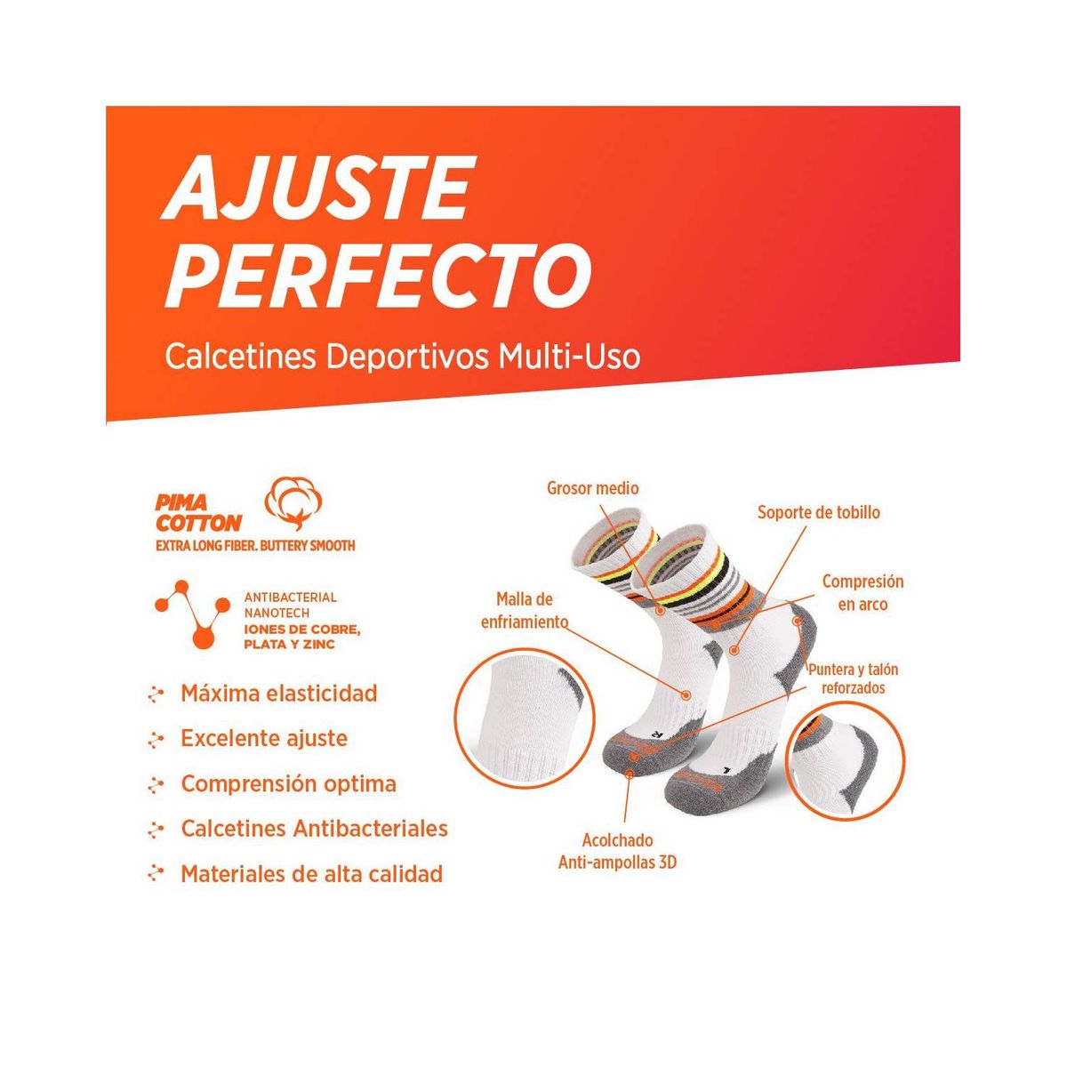 SILVERA NANOTECH - Medias pilates yoga mujer hombre deportivas de algodón peruano gym