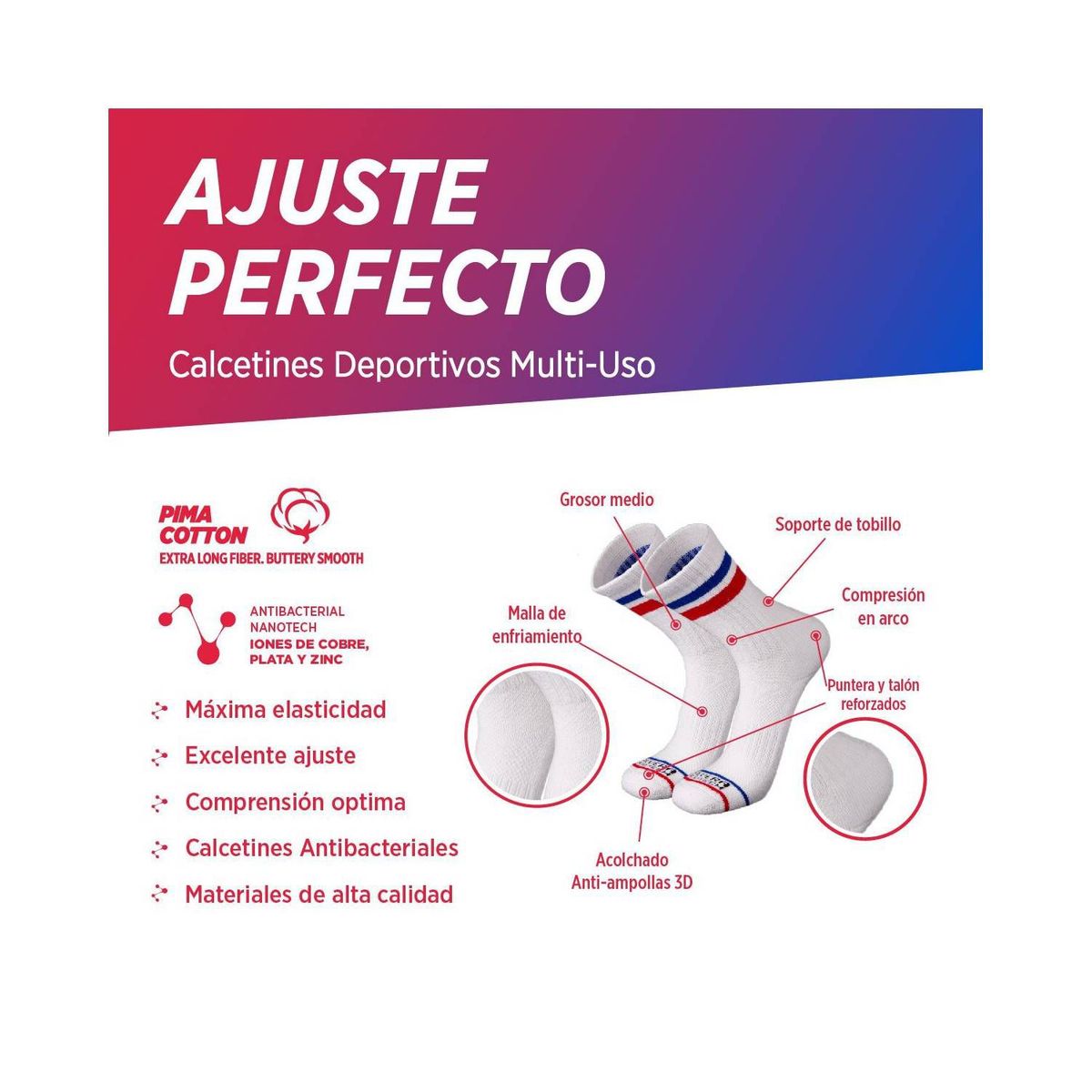 SILVERA NANOTECH - 3 pack medias deportivas antibacteriales