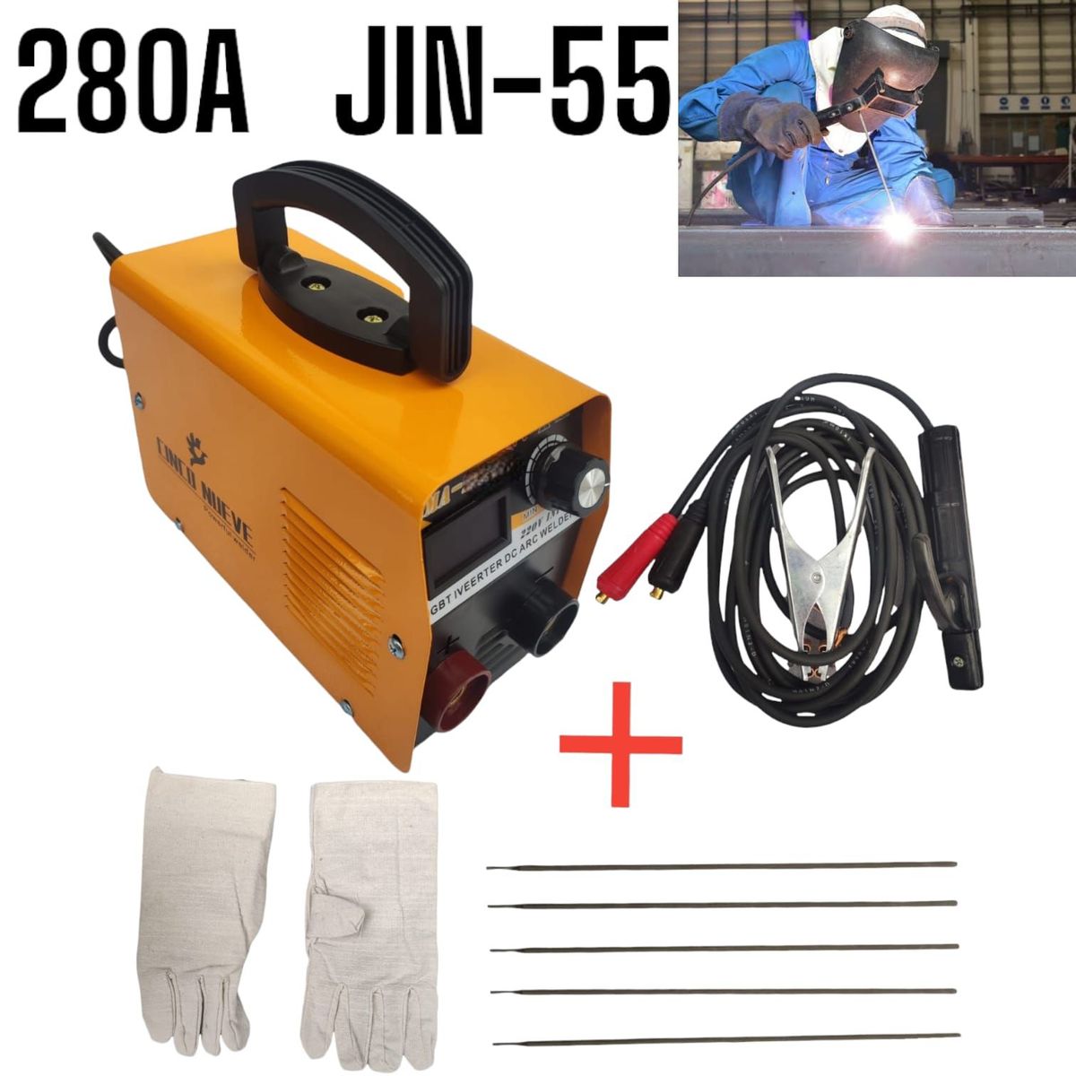 OEM - Kit de Soldar Generador 280A  Cables  Mascara  Guantes  Electrodos