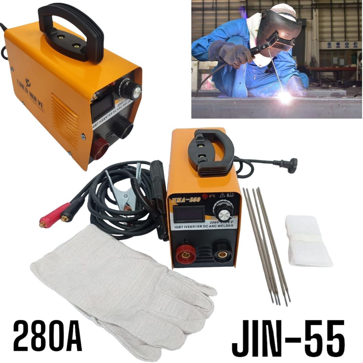 OEM - Kit de Soldar Generador 280A  Cables  Mascara  Guantes  Electrodos