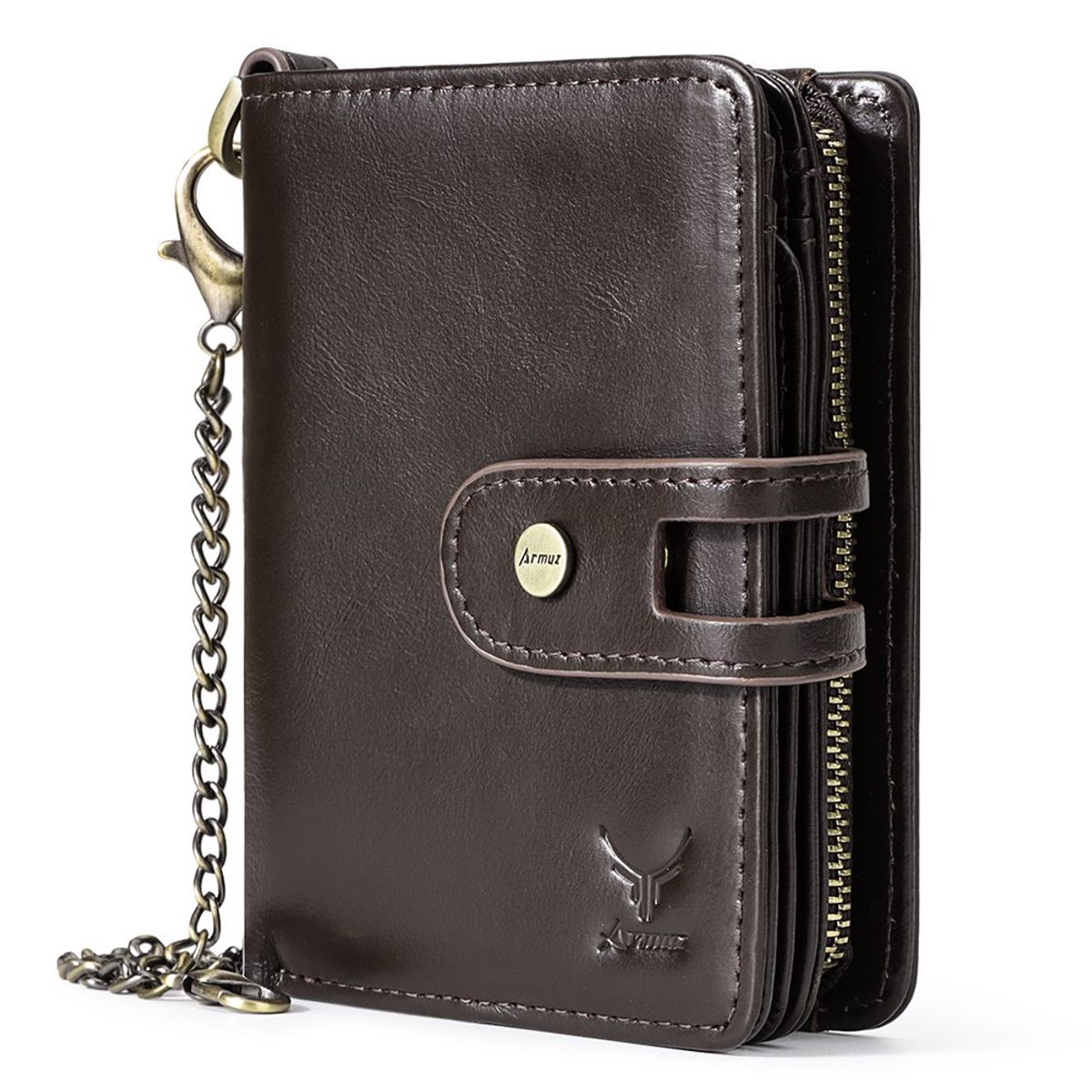 ARMUZ - Billetera de Cuero Vacuno De Alta Calidad BP11M con RFID Cadena