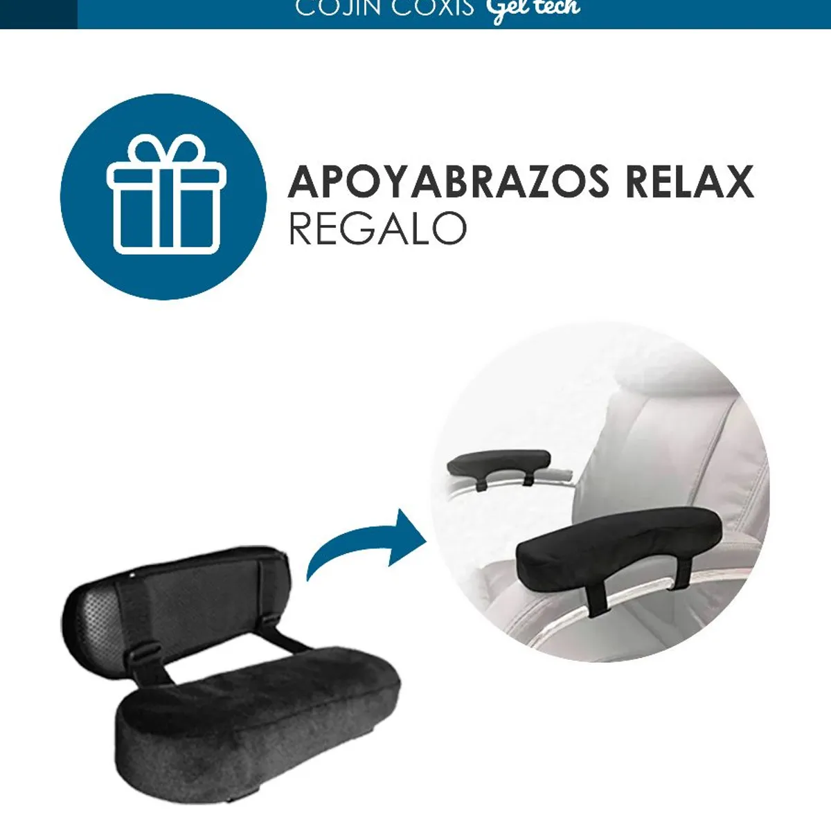 TERAFLEX - COJIN COXIS CON GEL FRIO  REGALO APOYABRAZOS  TERAFLEX  46x35x7 CM
