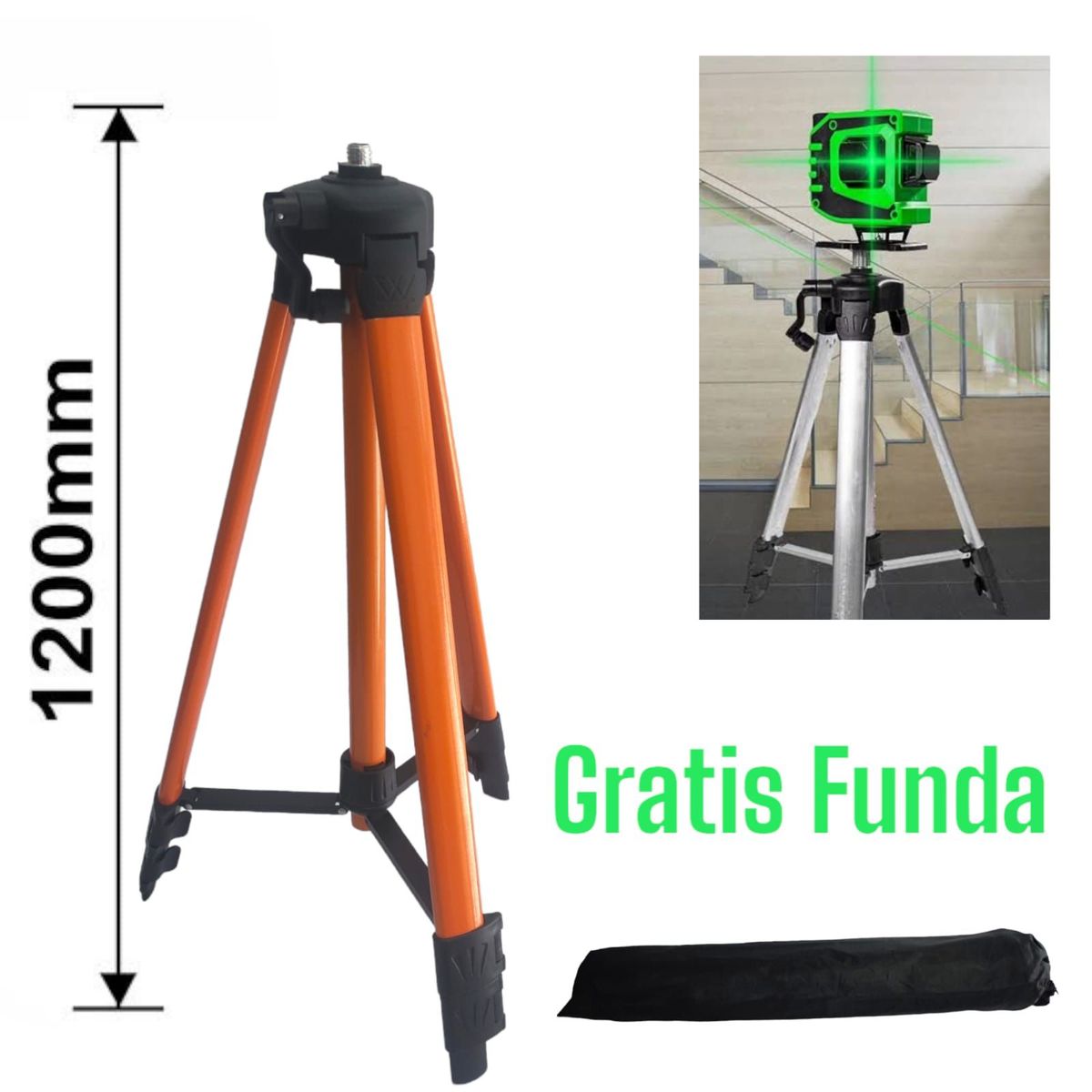 OEM - Trípode para Nivel Láser Ajustable 58 de 1m hasta 120cm  Funda