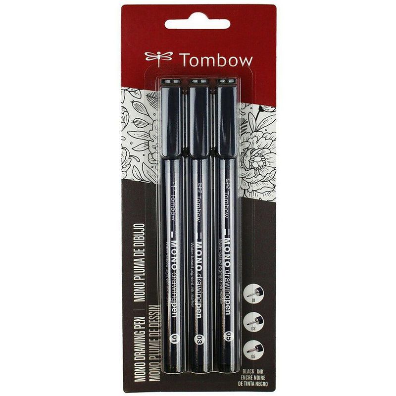 TOMBOW - Estilografos tombow mono set 3 unidades 01, 03, 05