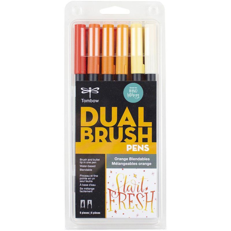 TOMBOW - Plumones tombow dual brush set tonos naranja 6 unidades
