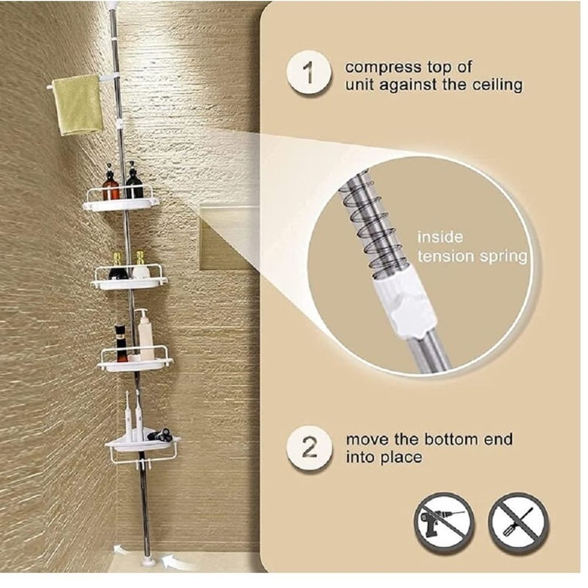 GENERICO - Organizador Esquinero de 4 Niveles Ajustable para Baño