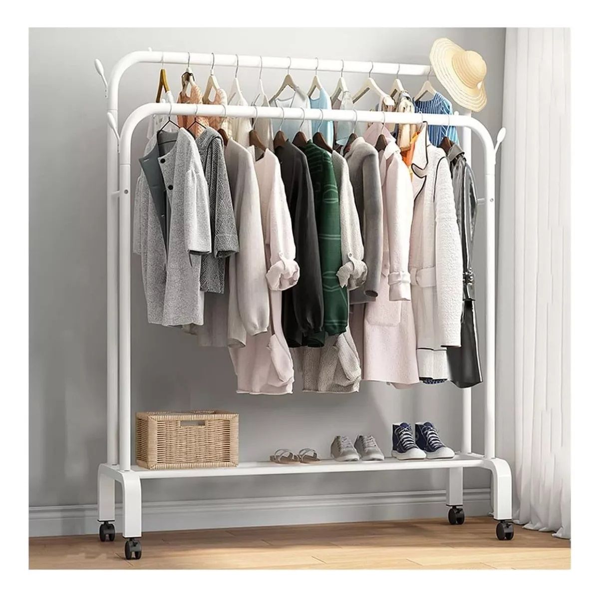 GENERICO - Estante Organizador Ropa Perchero Con Ruedas PB