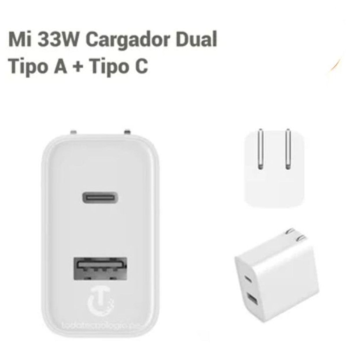 XIAOMI - Cargador Xiaomi Mi 33W Tipo-A  Tipo-C Dado Original - Blanco