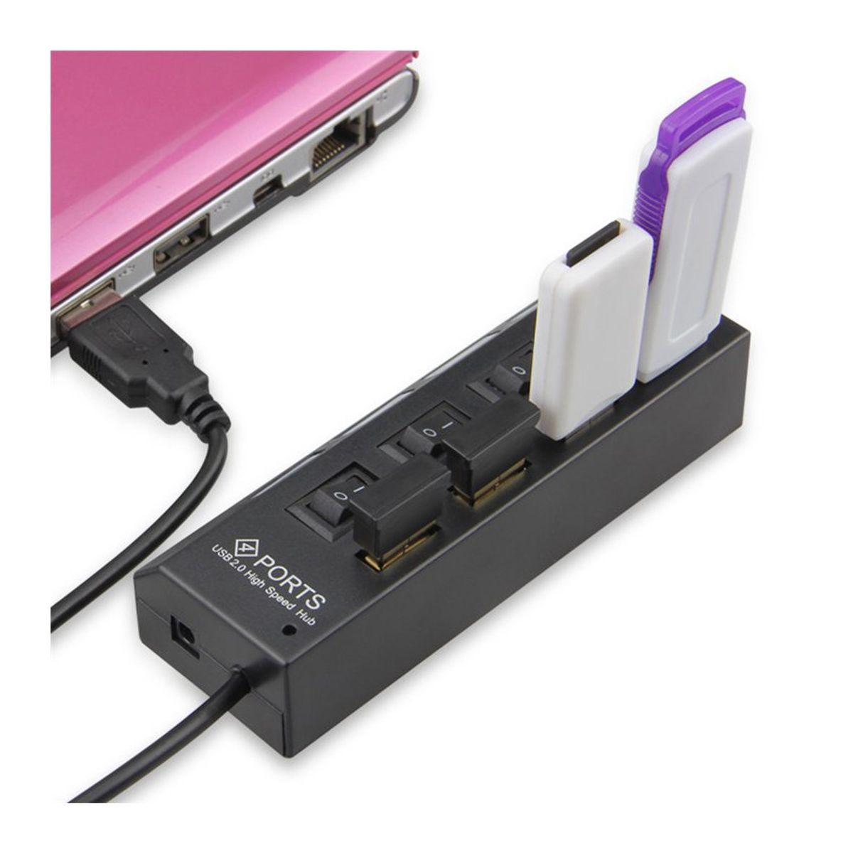 GENERICO - Hub 4 puertos usb 2.0 switch independientes