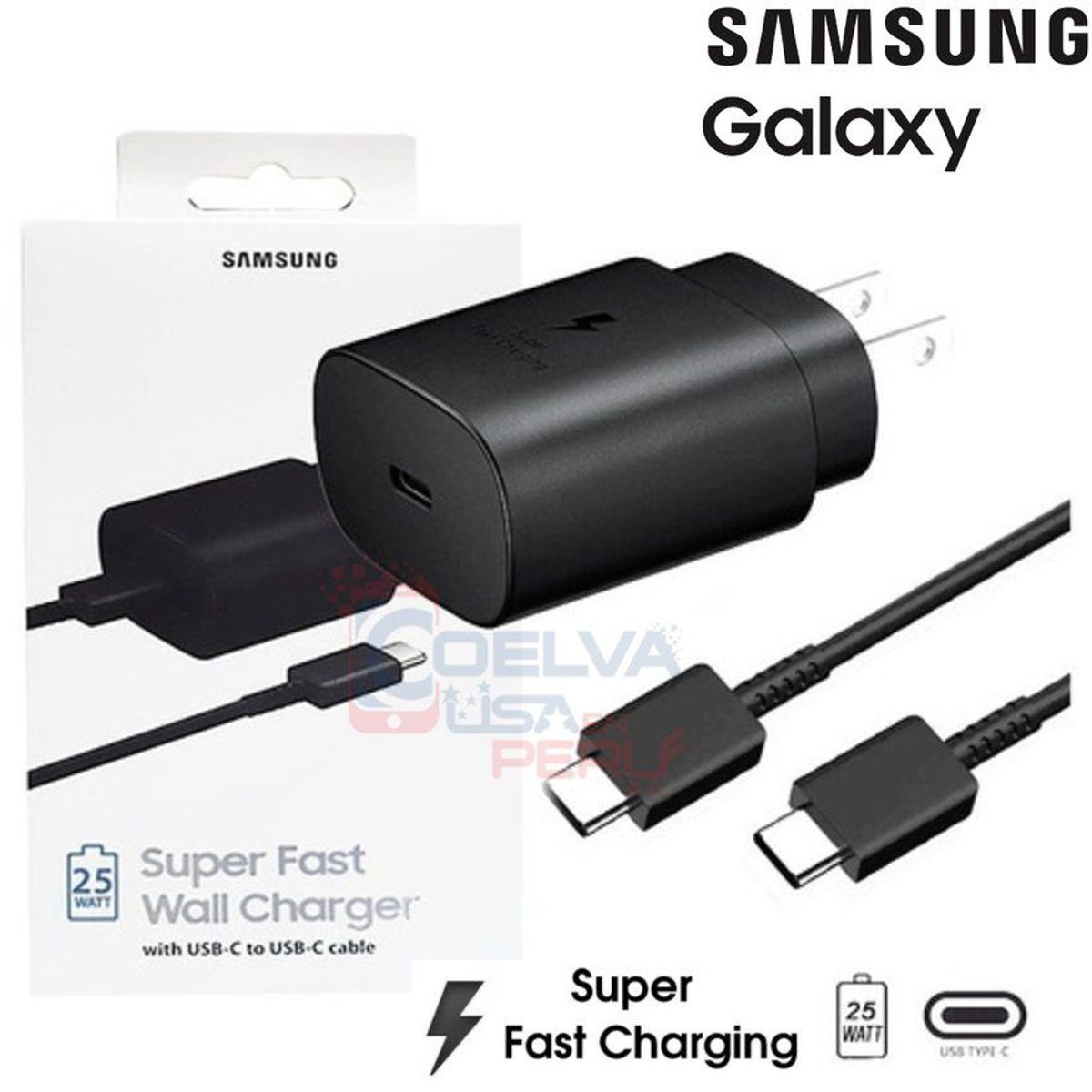 SAMSUNG - Cargador Samsung USB C de 25W Carga Rápida Galaxy S20 S21 S21ultra S10