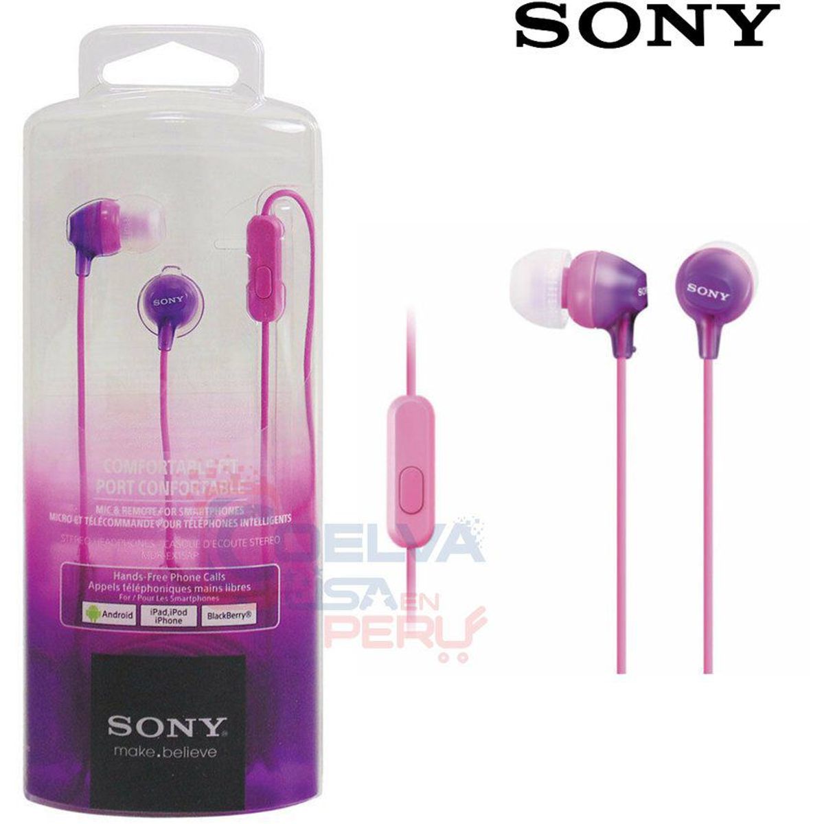 SONY - Audífonos Sony EX15AP Extra Bass Earbuds Micrófono - Morado