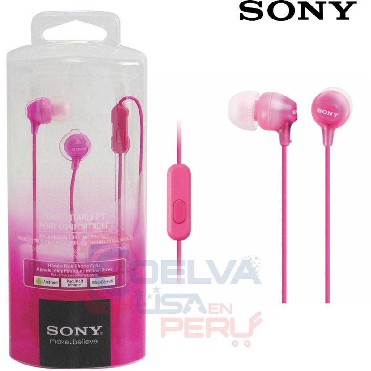 SONY - Audífonos sony ex15ap extra bass earbuds micrófono rosado