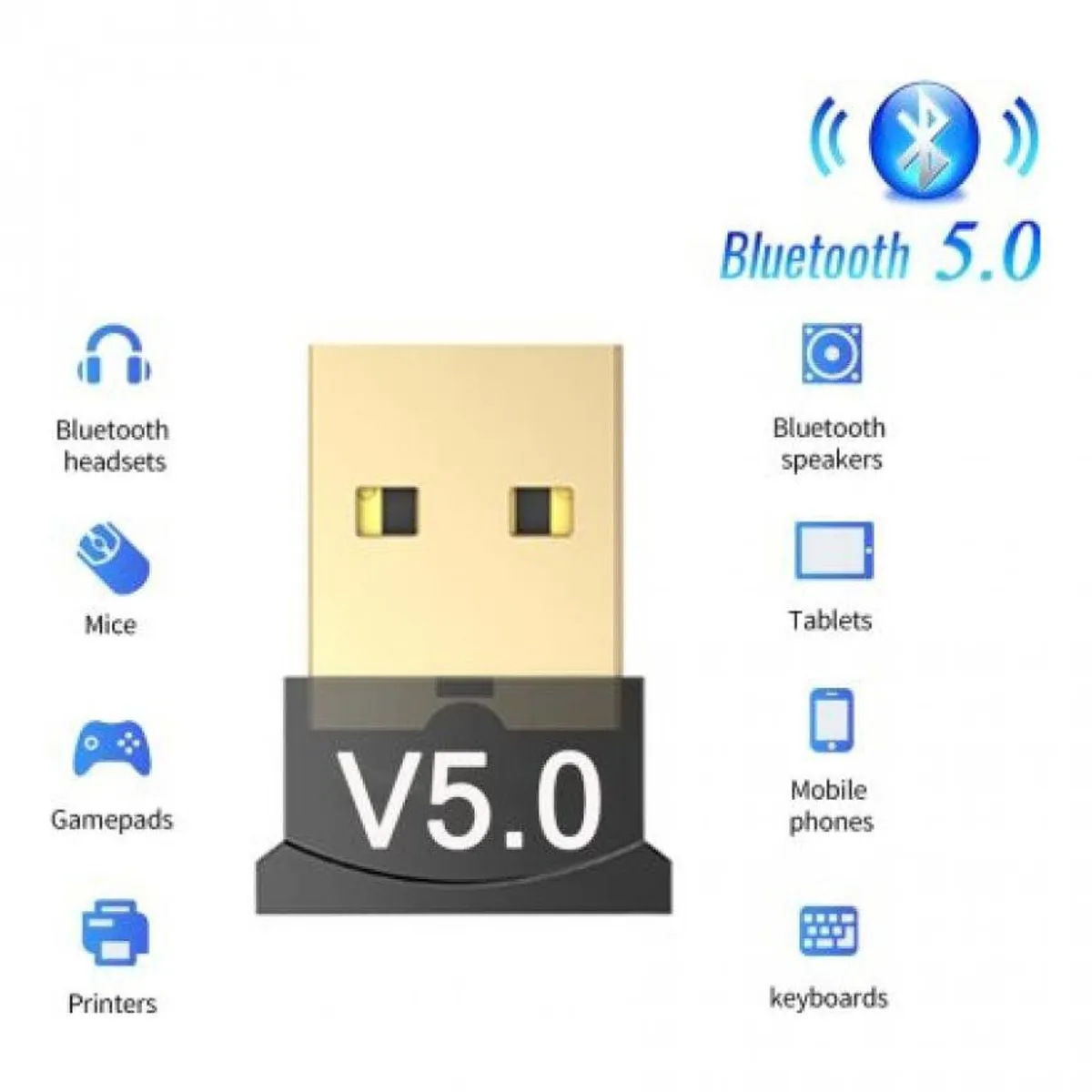 GENERICO - Transmisor receptor bluetooth dongle usb 5.0