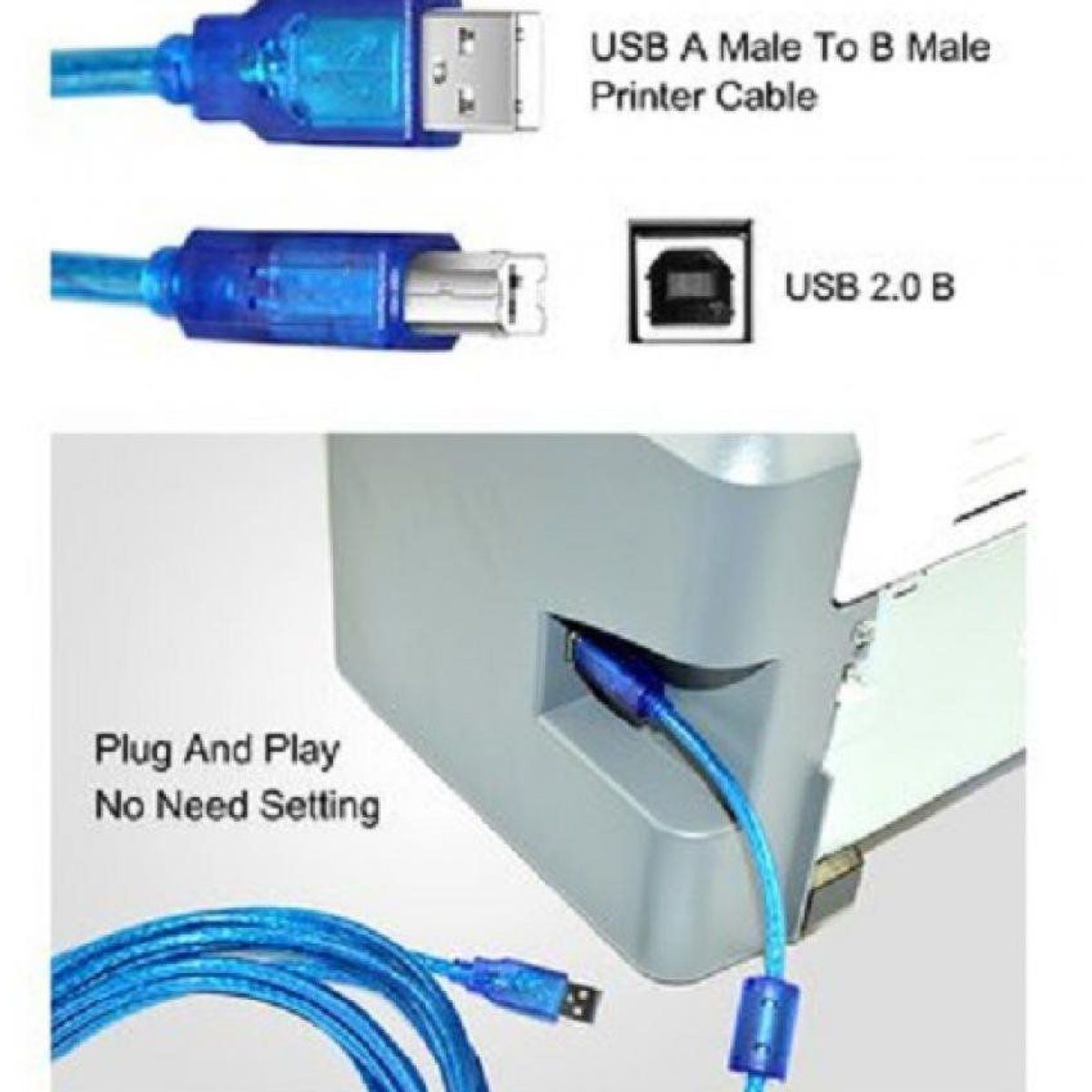 RAMKO - Cable usb para impresoras 3 metros - azul generico