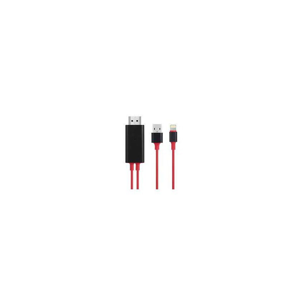 GENERICO - Adaptador lightning a hdmi con usb de 2 metros rojo para iphone ipad y ipod