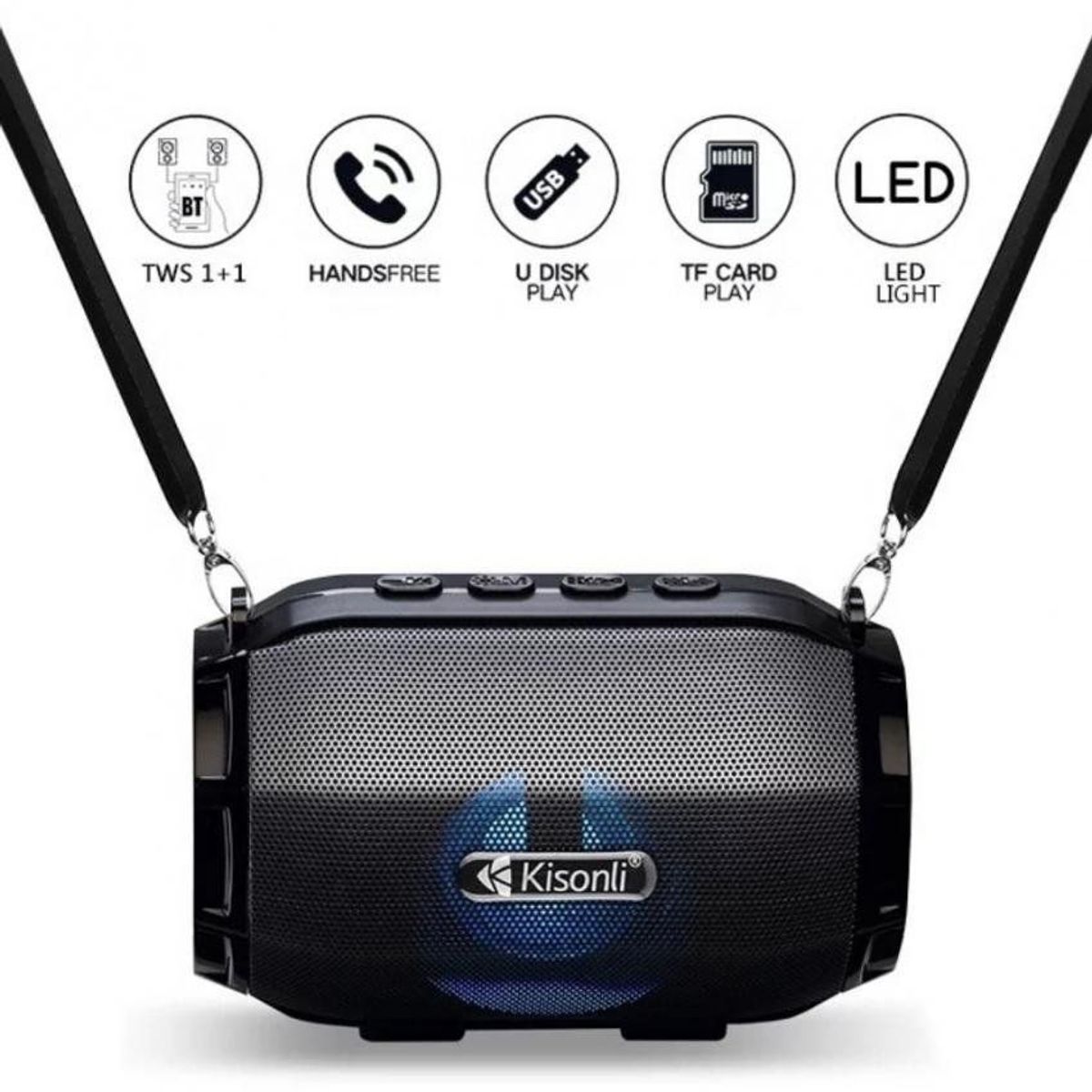 KISONLI - Parlante inalámbrico/ parlante bluetooth kisonli  led 904