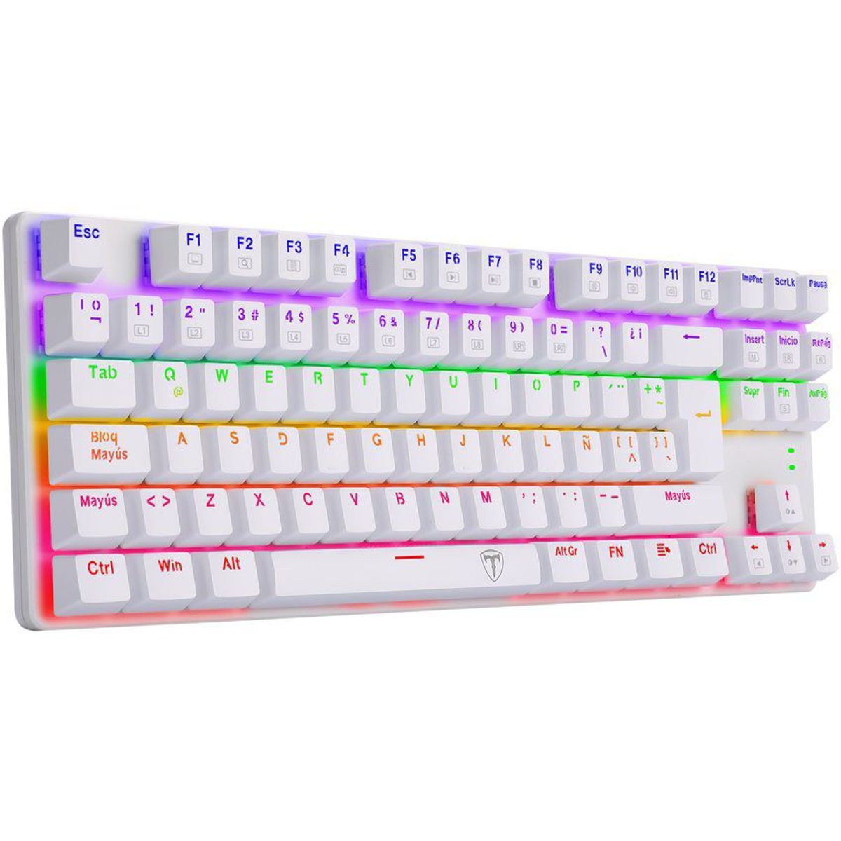 T DAGGER - Teclado gamer mecánico t-dagger bora white rainbow t-tgk313w-rd-sp