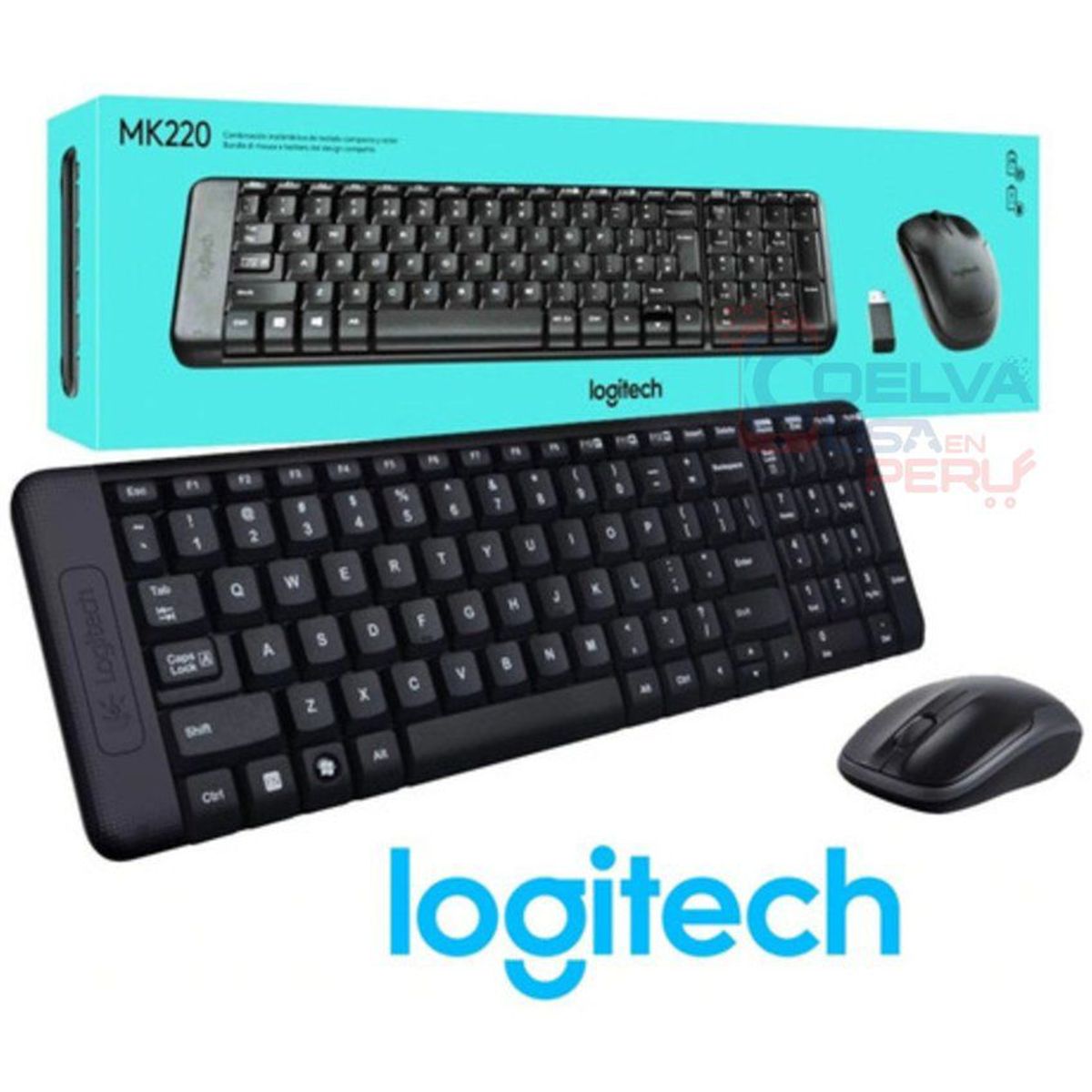 LOGITECH - Combo Kit Logitech MK220 Premium Teclado y Mouse Inalámbrico USB