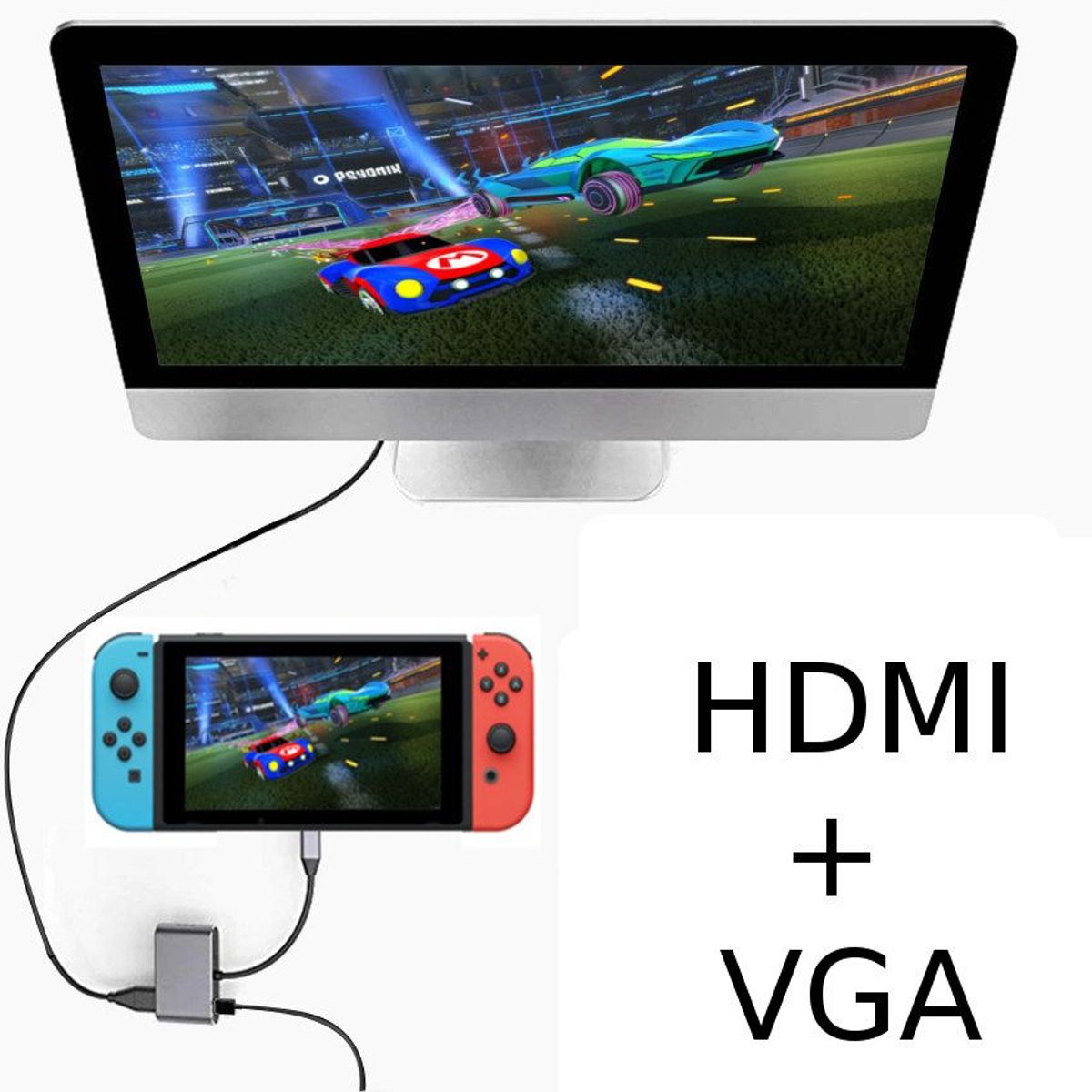 GENERICO - Adaptador Usb C Hdmi Vga Nintendo Switch / Oled Tv o Monitor + Usb 3.0