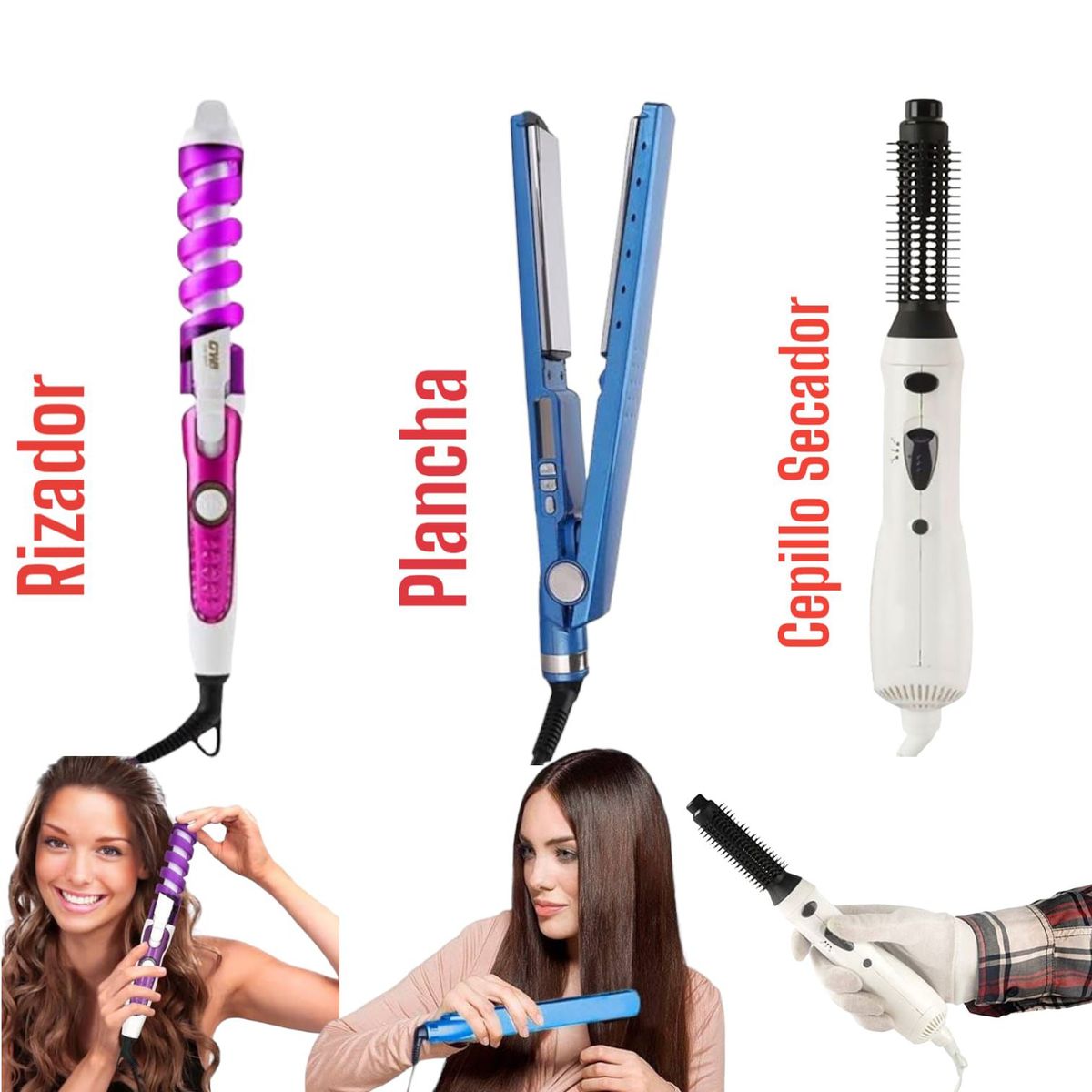 OEM - Combo Plancha Alisador Nano  Rizador Ondulador  Cepillo Secador