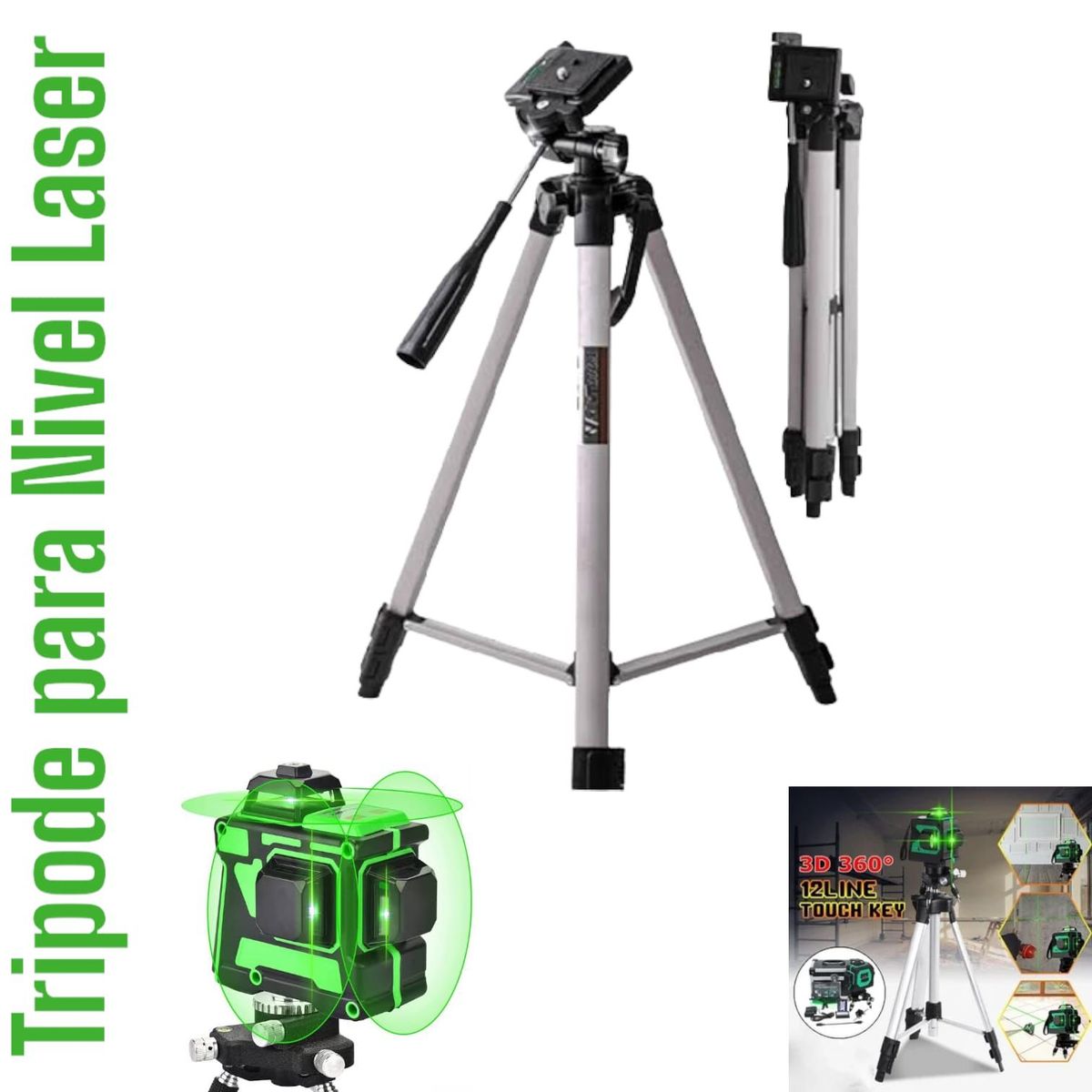 OEM - Soporte Tripode de Nivel Láser Ajustable de 1m hasta 135cmFunda