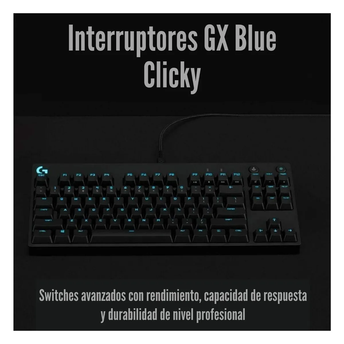 LOGITECH - Logitech - Teclado G PRO TKL GX Blue Clicky RGB Lightsync