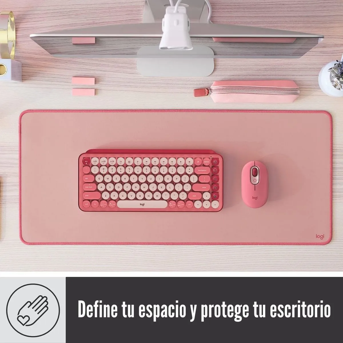LOGITECH - Logitech - Mousepad Desk Mat Tamaño: 700 x 300 x 2 mm - Rosado