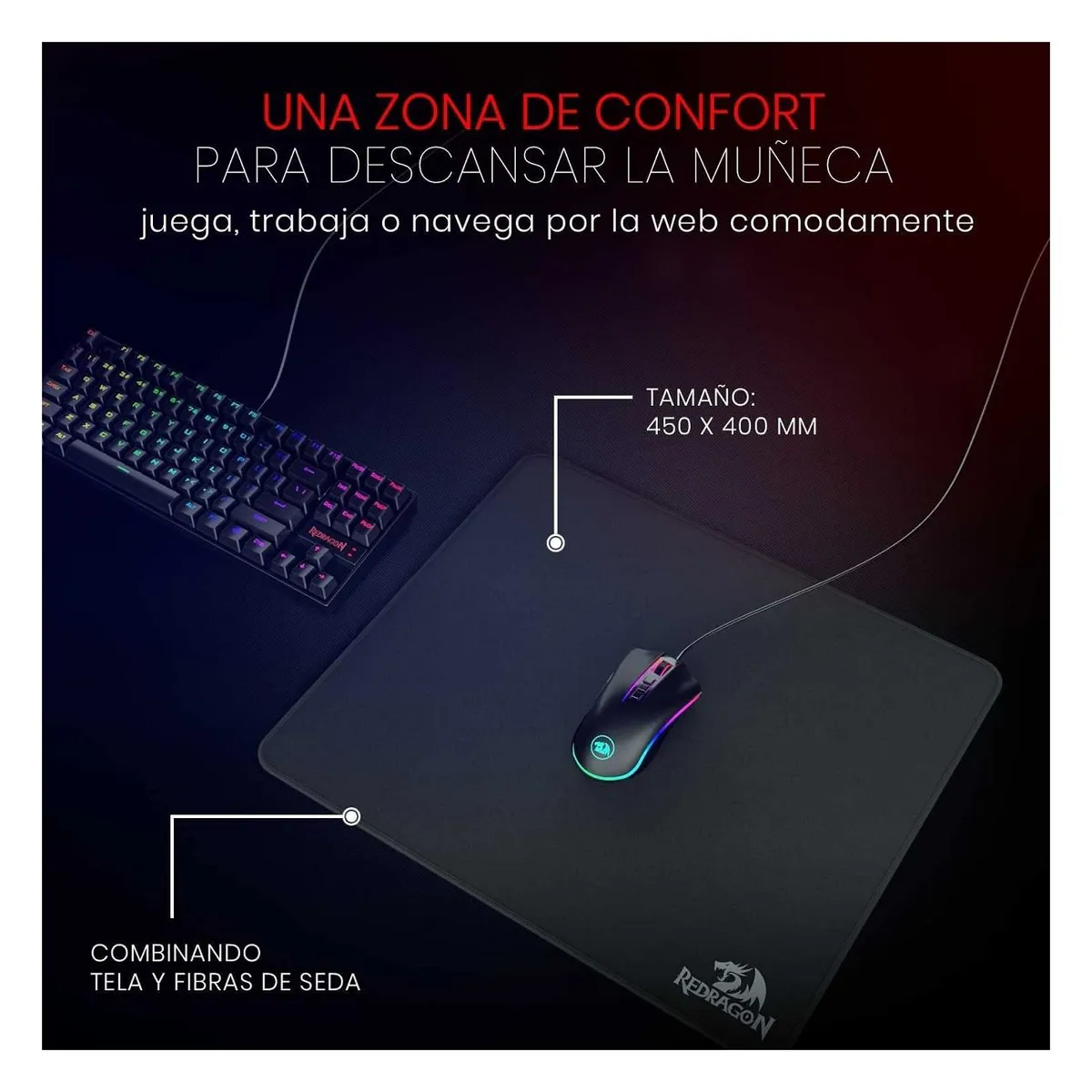 REDRAGON - Redragon - Mousepad Flick L P031 Tamaño: 450 x 400 x 4 mm