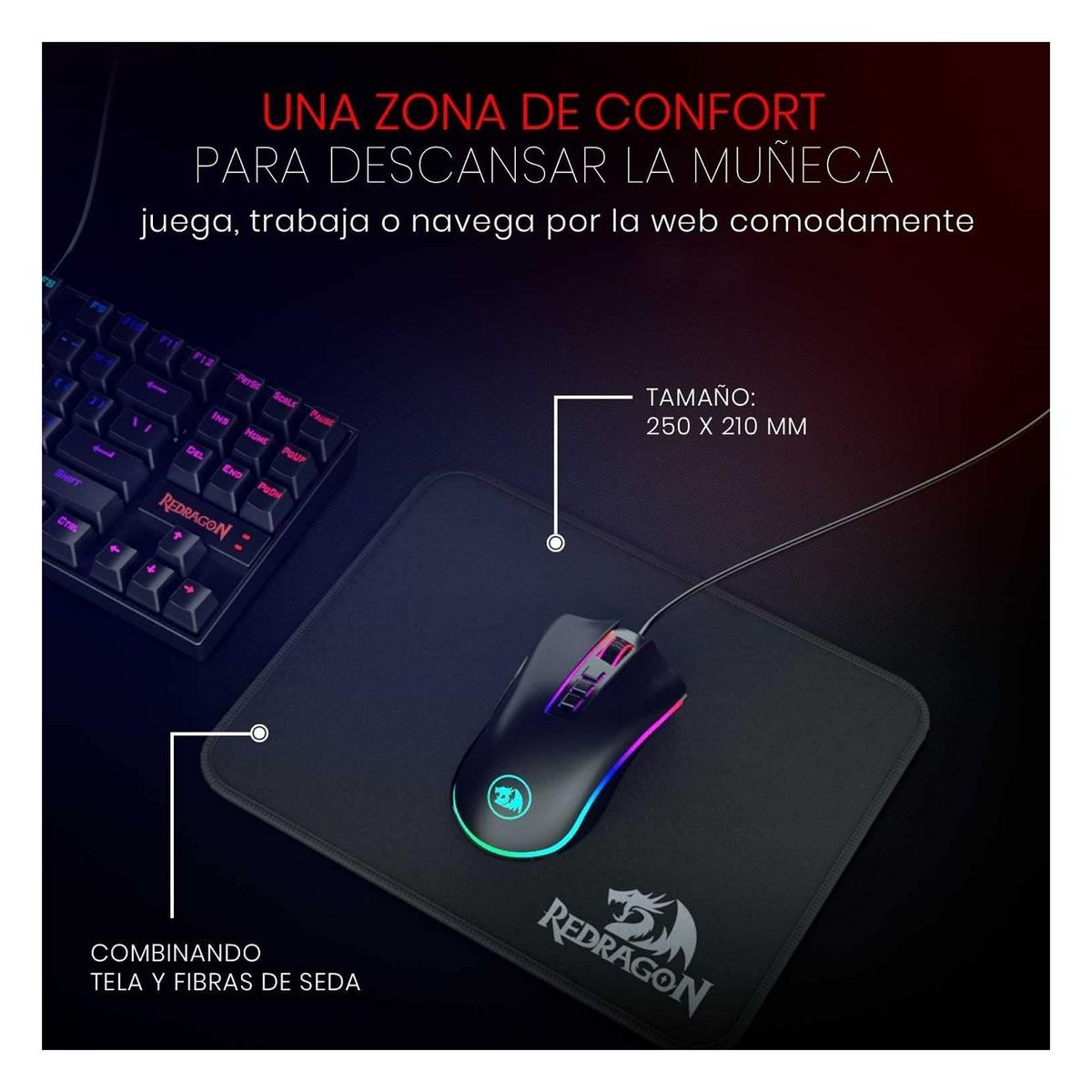 REDRAGON - Redragon - Mousepad Flick S P029 Tamaño: 250 x 210 x 3 mm