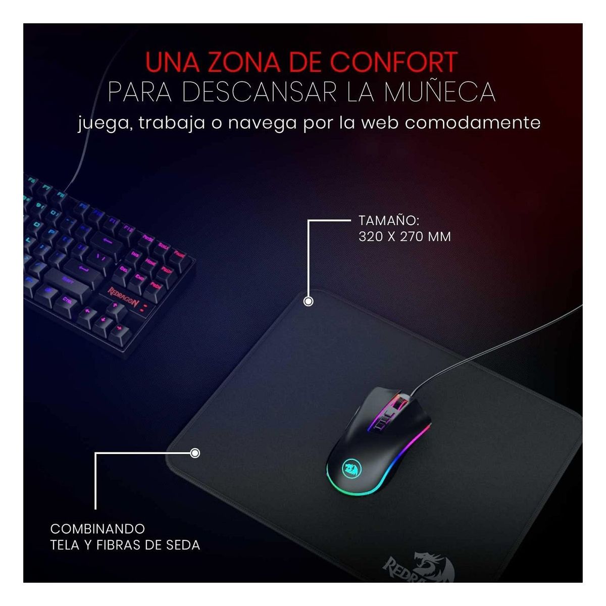 REDRAGON - Redragon - mousepad flick m p030 tamaño: 320 x 270 x 3 mm