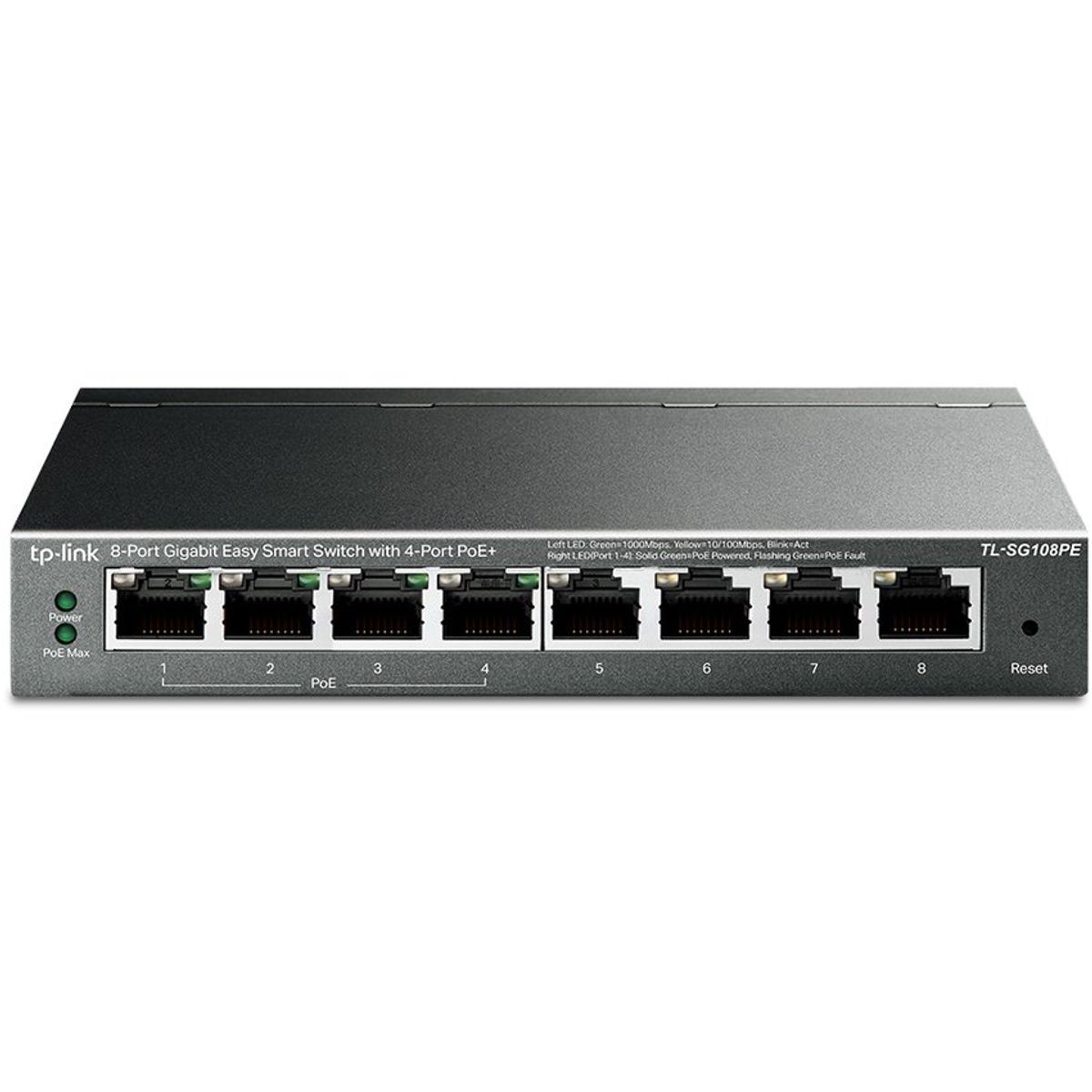 TP LINK - TP-Link - Switch TL-SG108PE de 8 Puertos Gigabit (4 Puertos POE+)