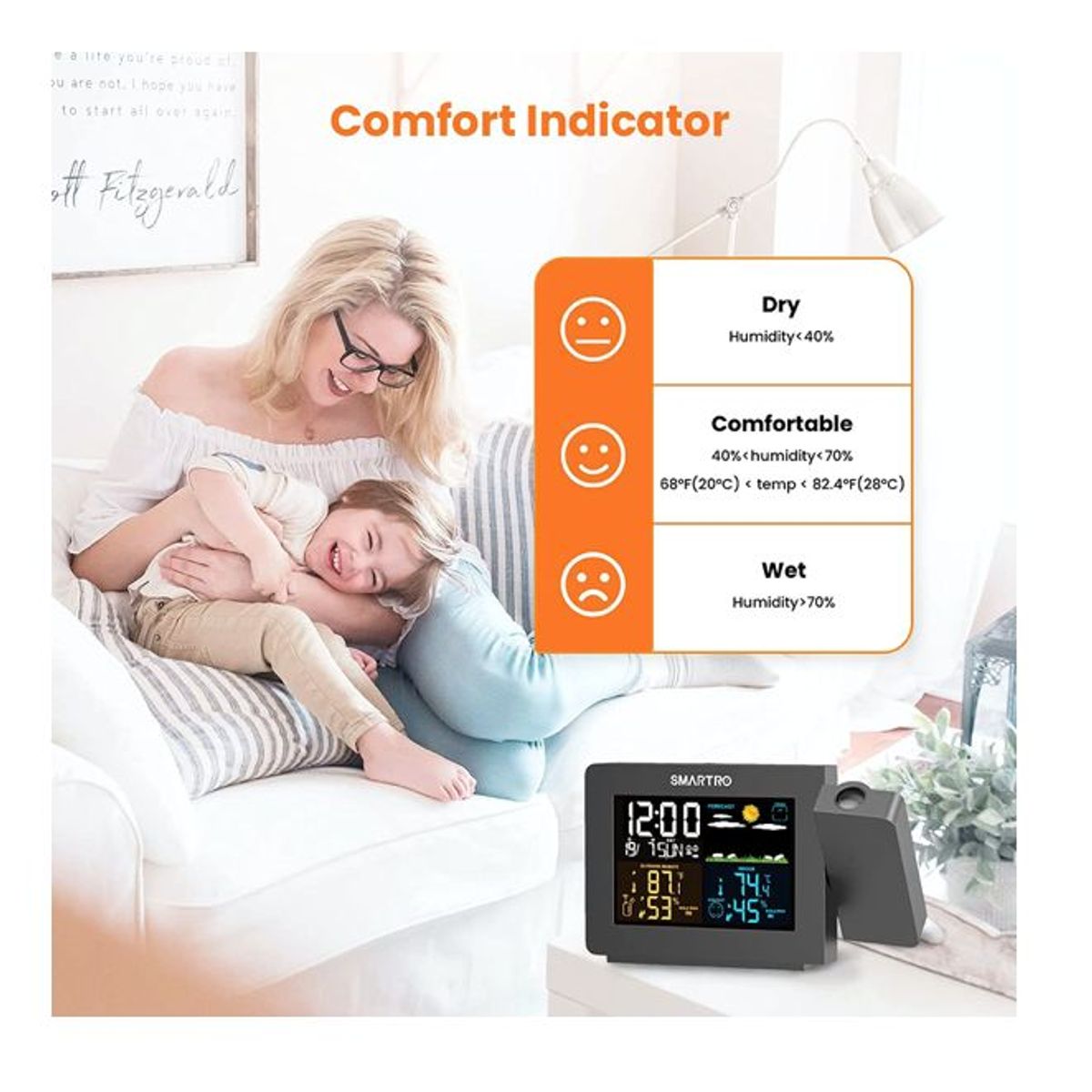 GENERICO - Reloj Despertador de Proyección  - Estación Meteorológica