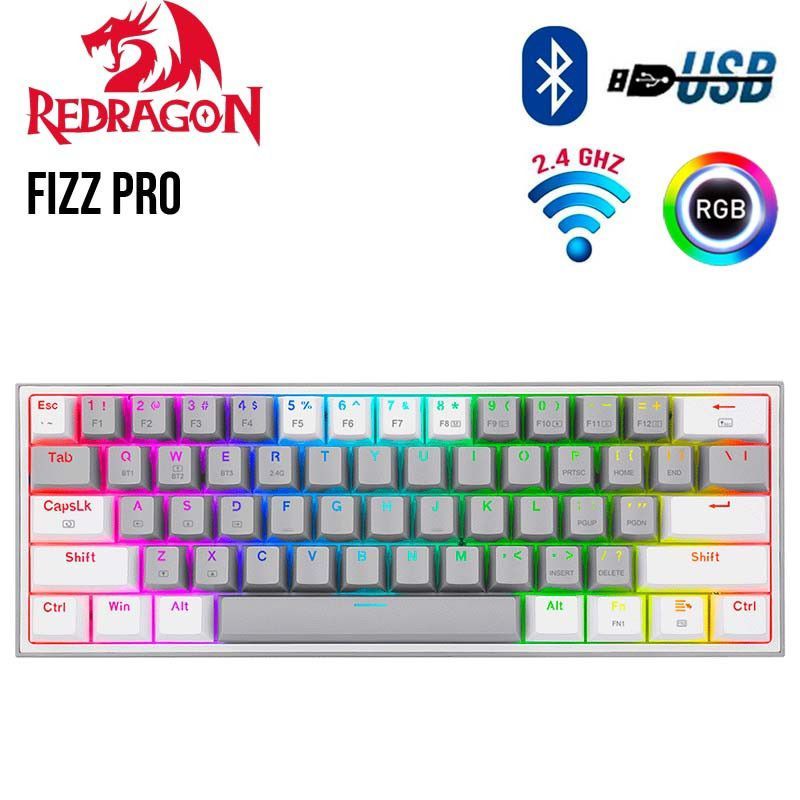 REDRAGON - TECLADO MECANICO REDRAGON FIZZ PRO WIRELESS INGLES K616 GREYWHITE